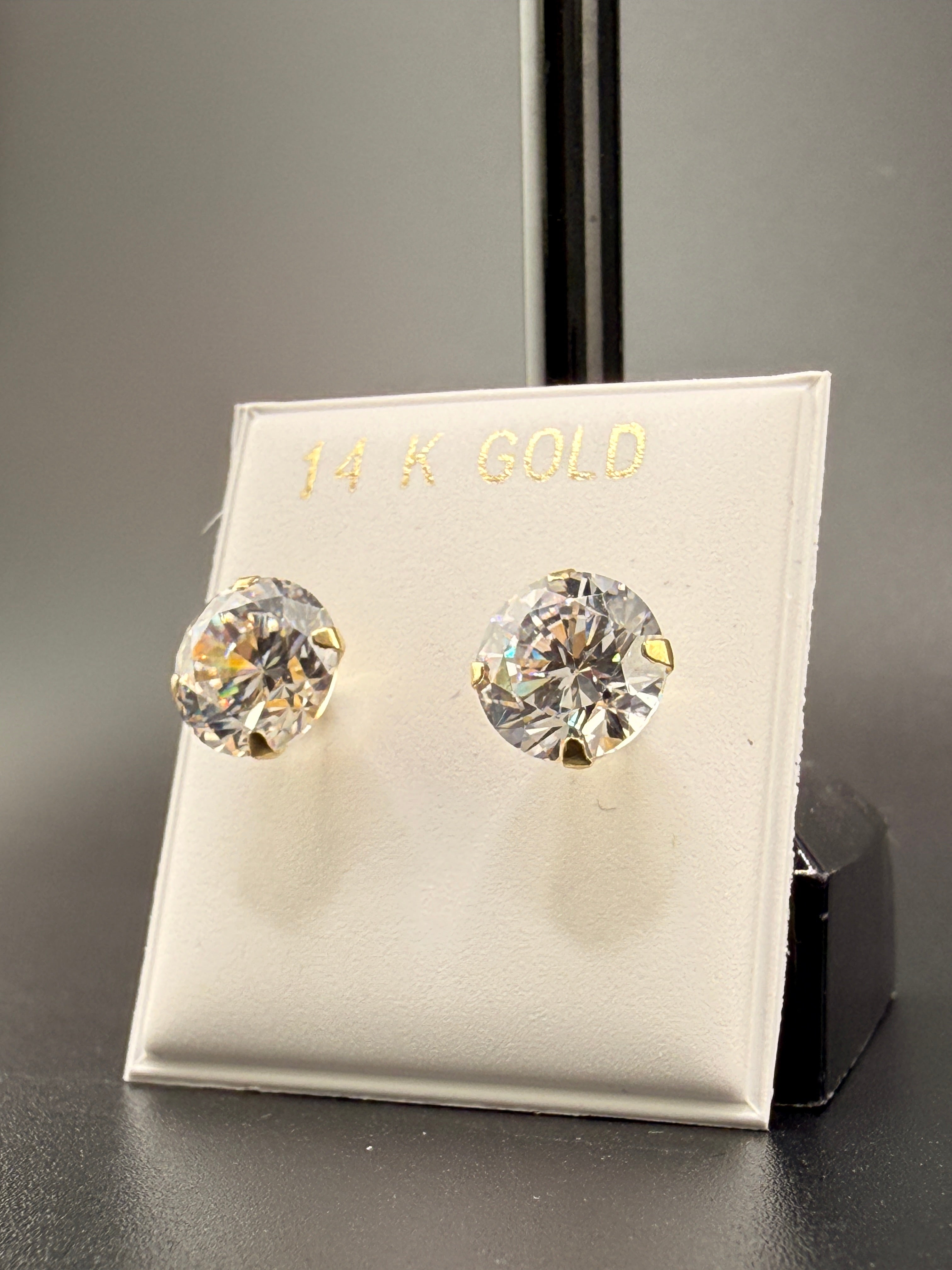 14K Gold 3 CT CZ Diamond Stud Earrings