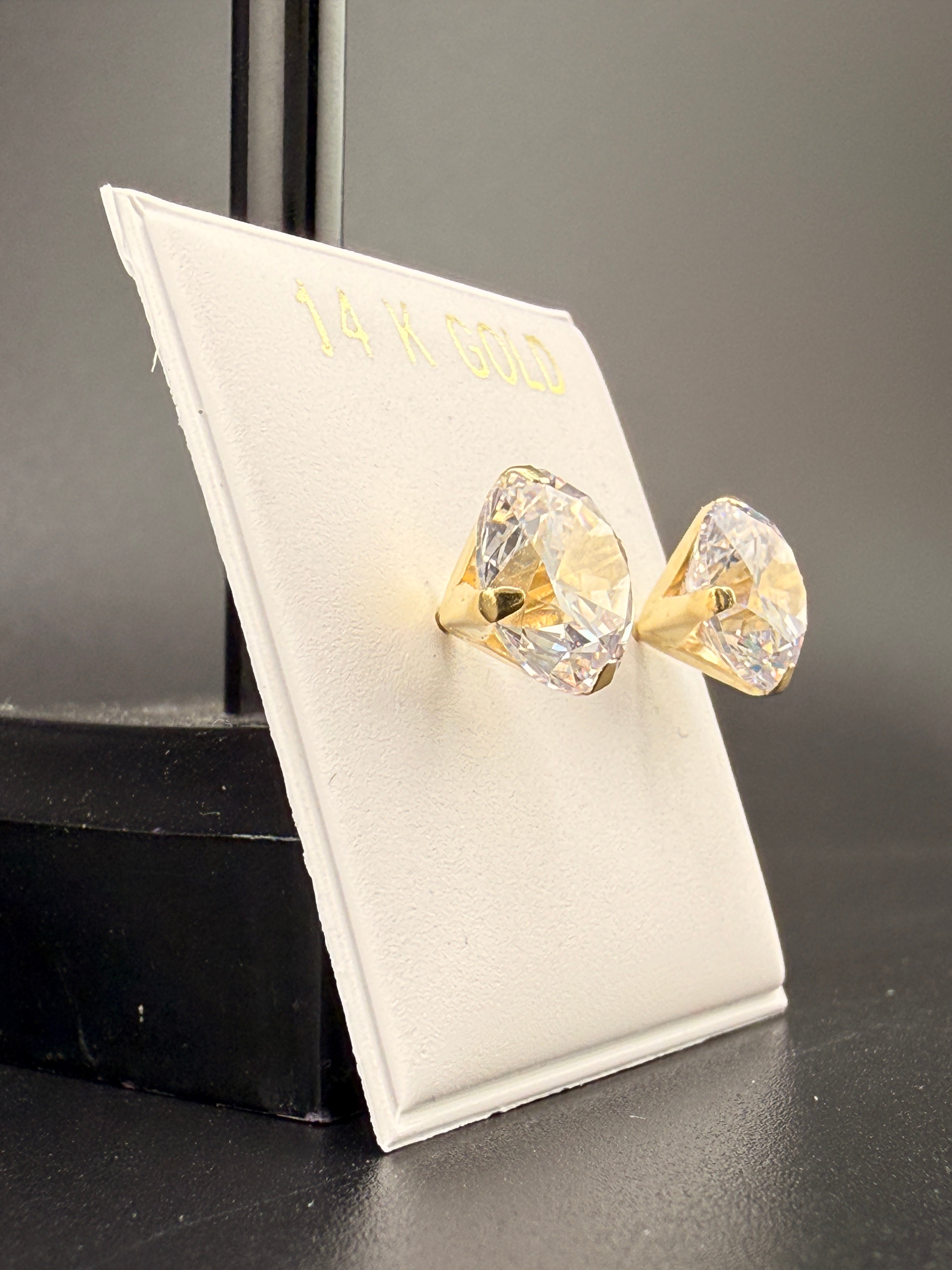 14K Gold 3 CT CZ Diamond Stud Earrings