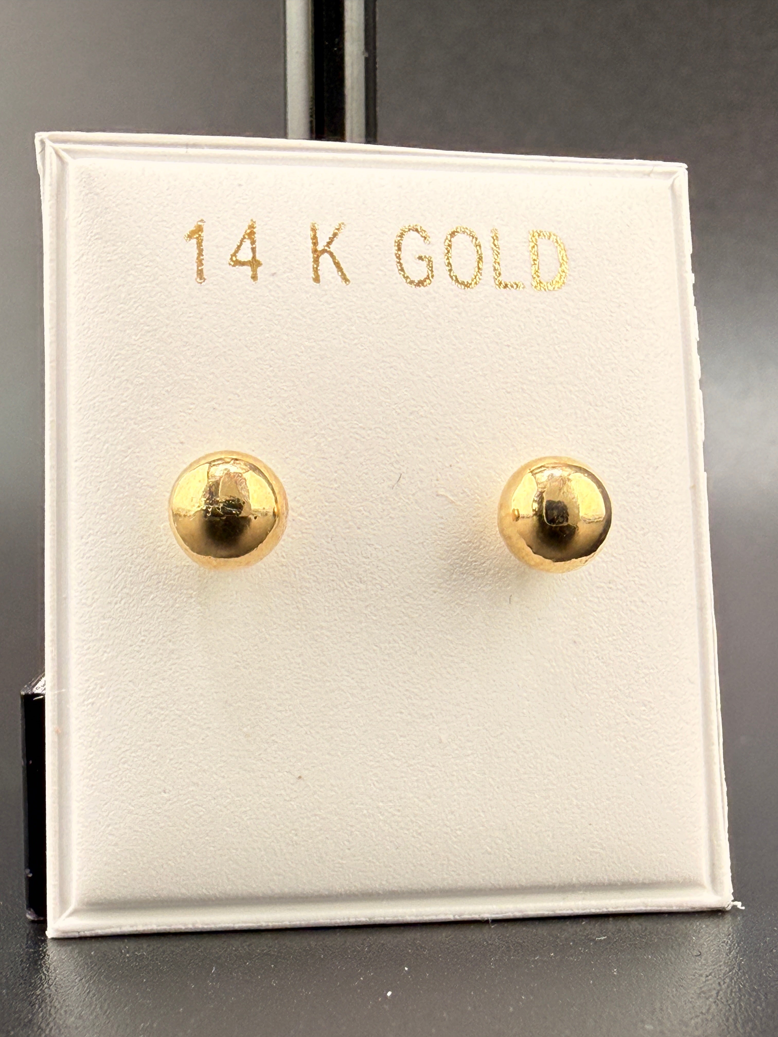 14K Solid Gold 5MM Ball Stud Earrings