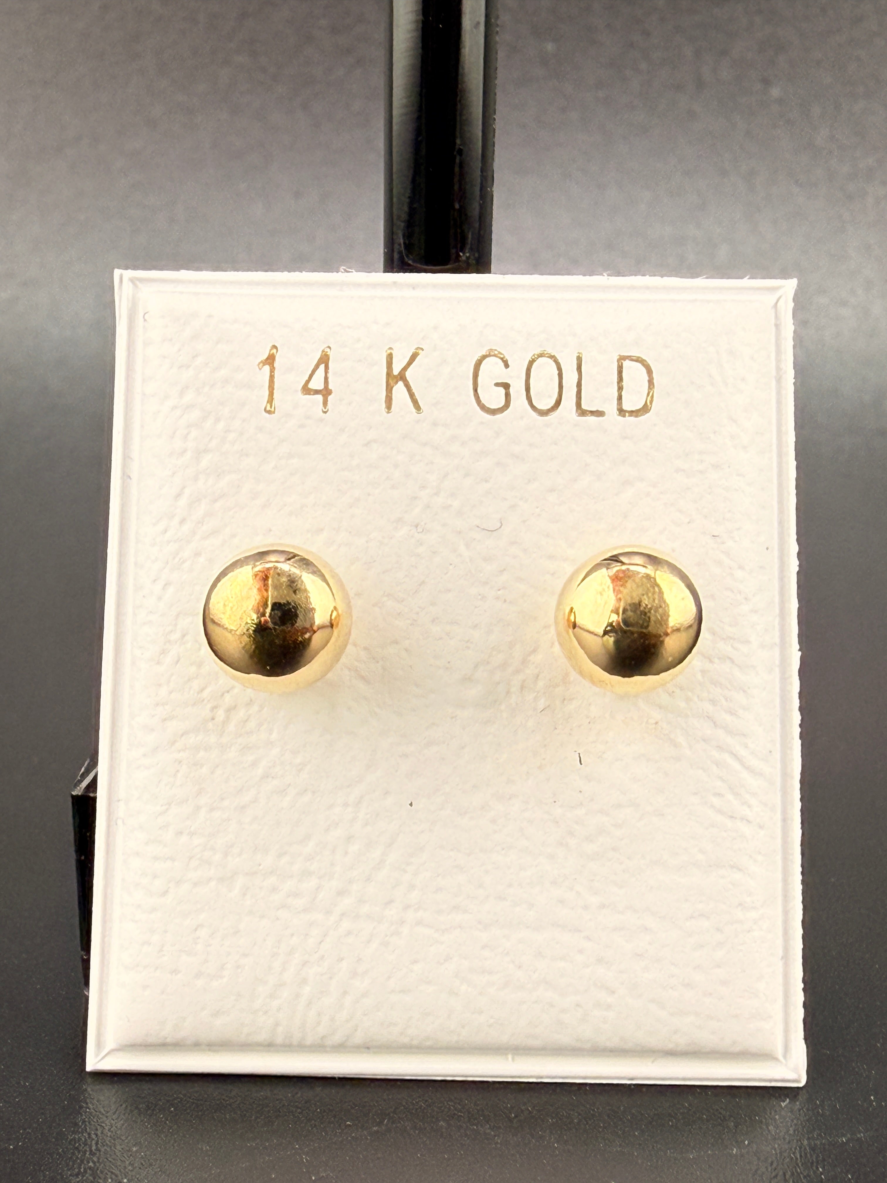 14K Solid Gold 6MM Ball Stud Earrings