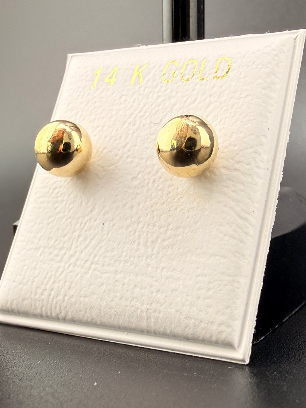 14K Solid Gold 6MM Ball Stud Earrings