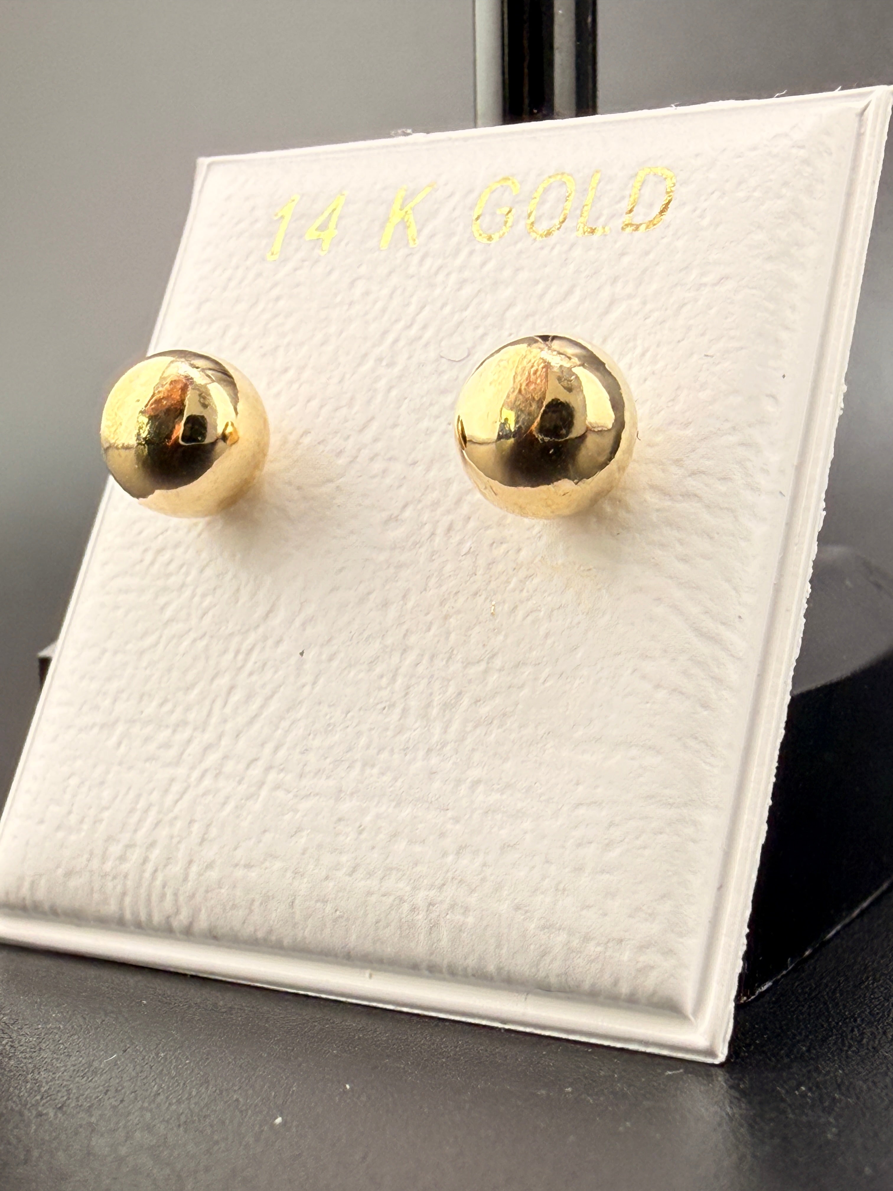 14K Solid Gold 6MM Ball Stud Earrings
