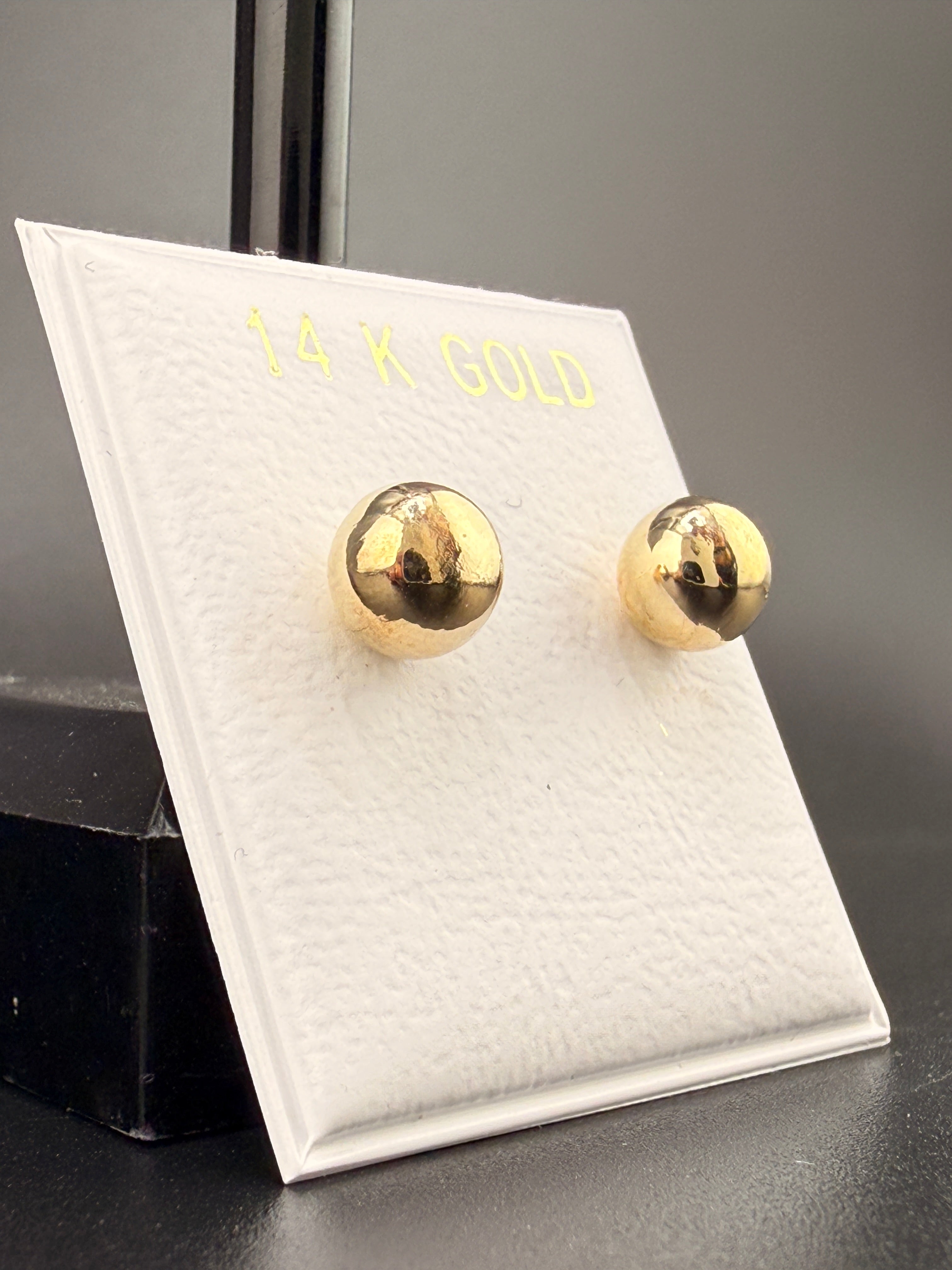 14K Solid Gold 6MM Ball Stud Earrings