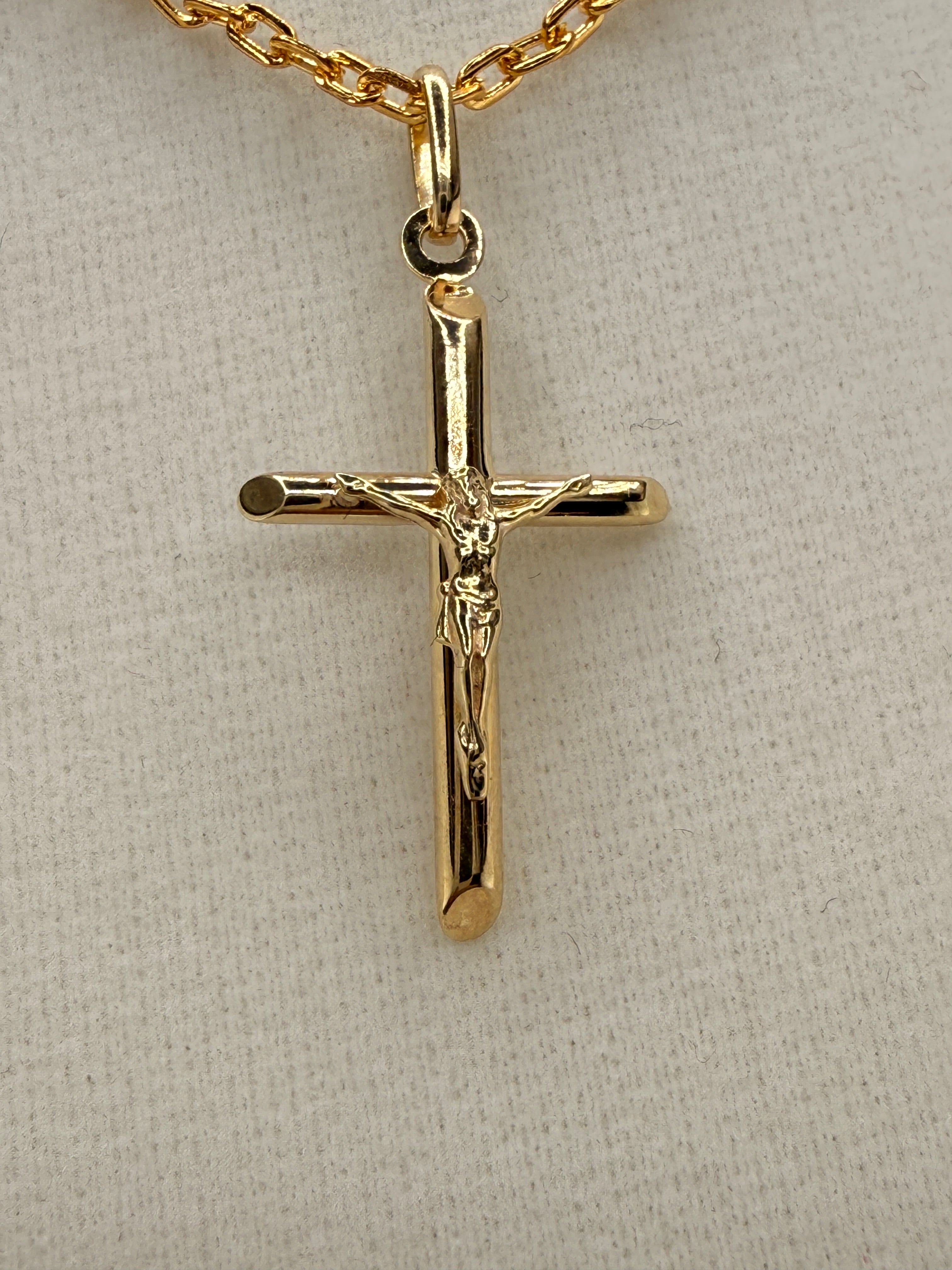 10K Solid Gold Jesus on Cross Pendant