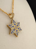 10K Solid Gold Star of David CZ Diamond Pendant