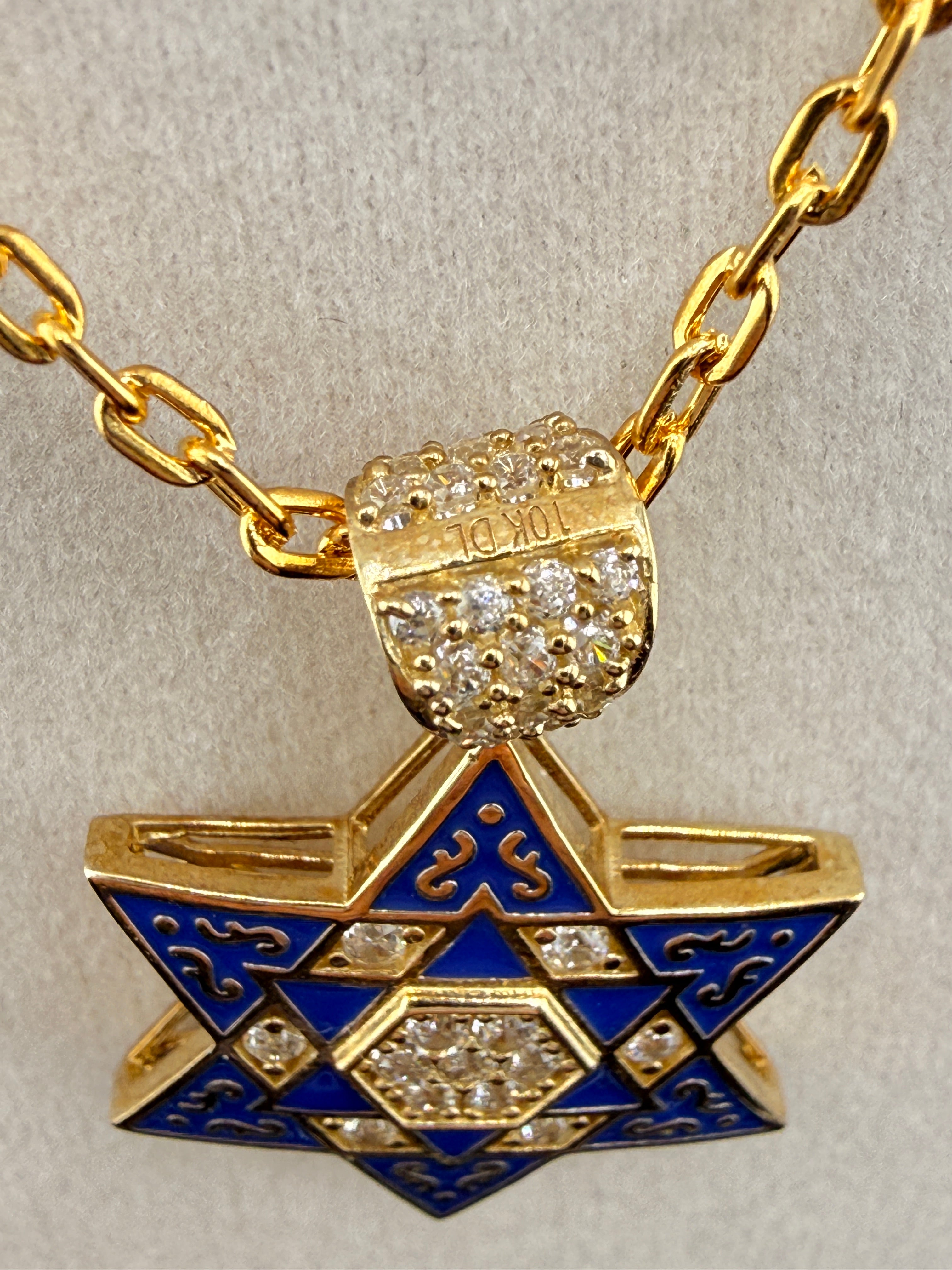 10K Solid Gold Star of David CZ Diamond Pendant