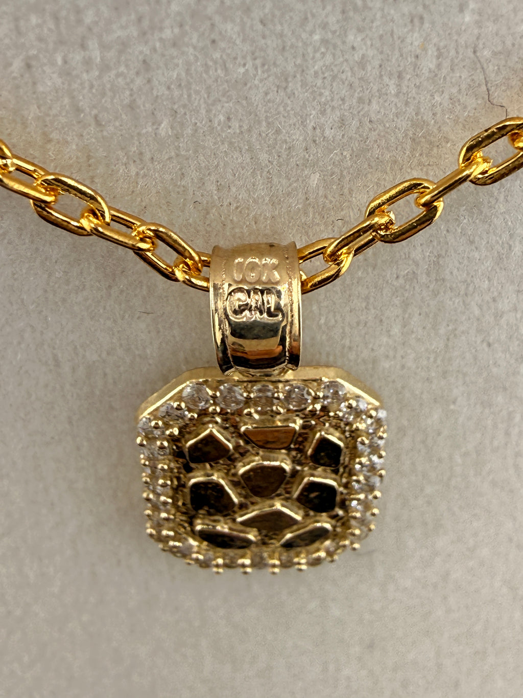 10K Solid Gold CZ Diamond Accent Gold Nugget Pendant