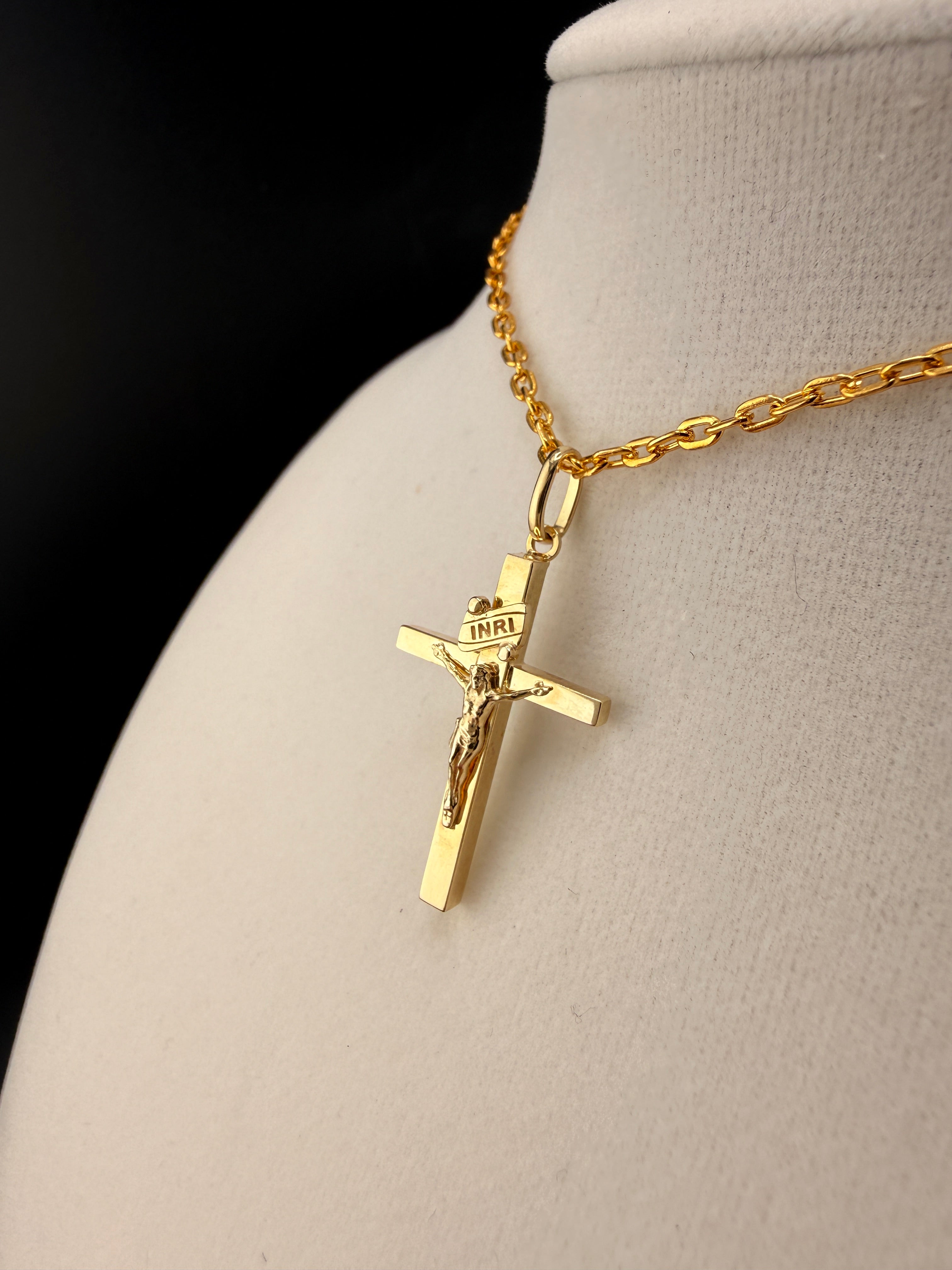 10K Solid Gold Jesus on Cross Pendant