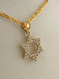 10K Solid Gold CZ Diamond-Encrusted Star of David Pendant