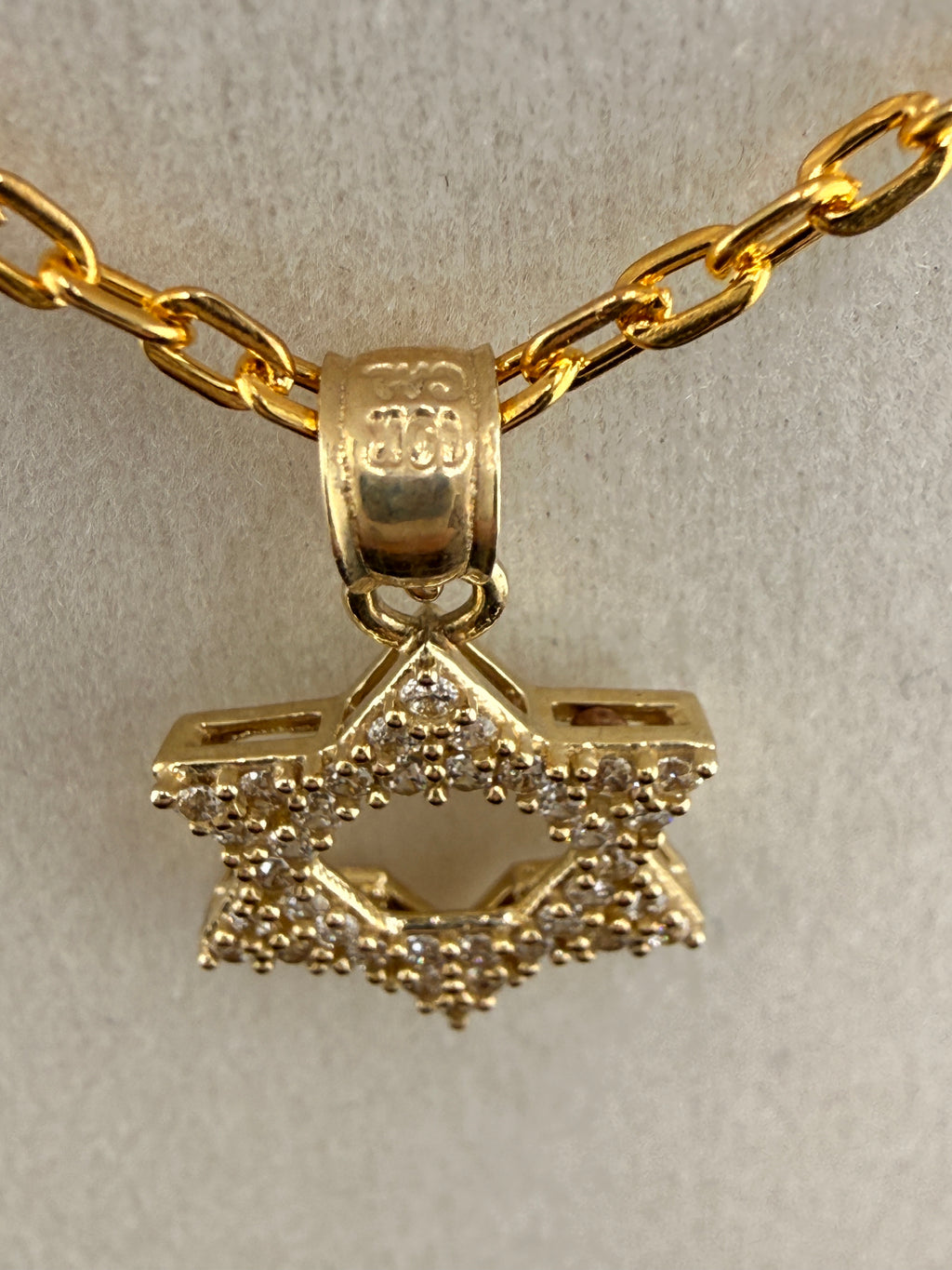10K Solid Gold CZ Diamond-Encrusted Star of David Pendant