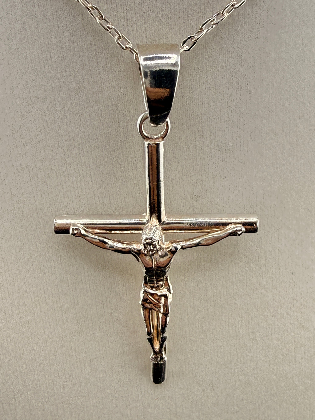 .925 Sterling Silver Jesus on Cross Pendant — 3 Inches