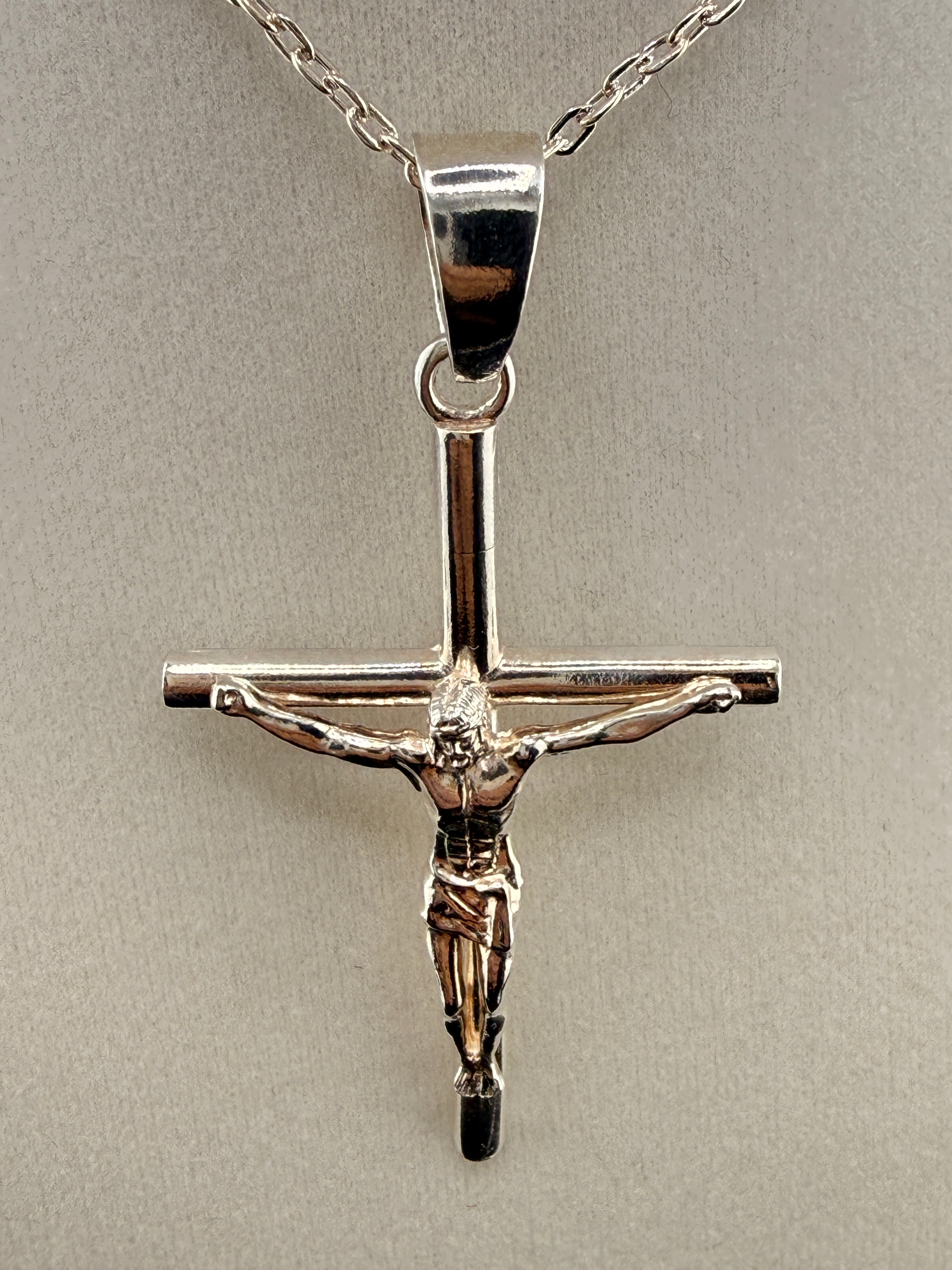 .925 Sterling Silver Jesus on Cross Pendant — 3 Inches
