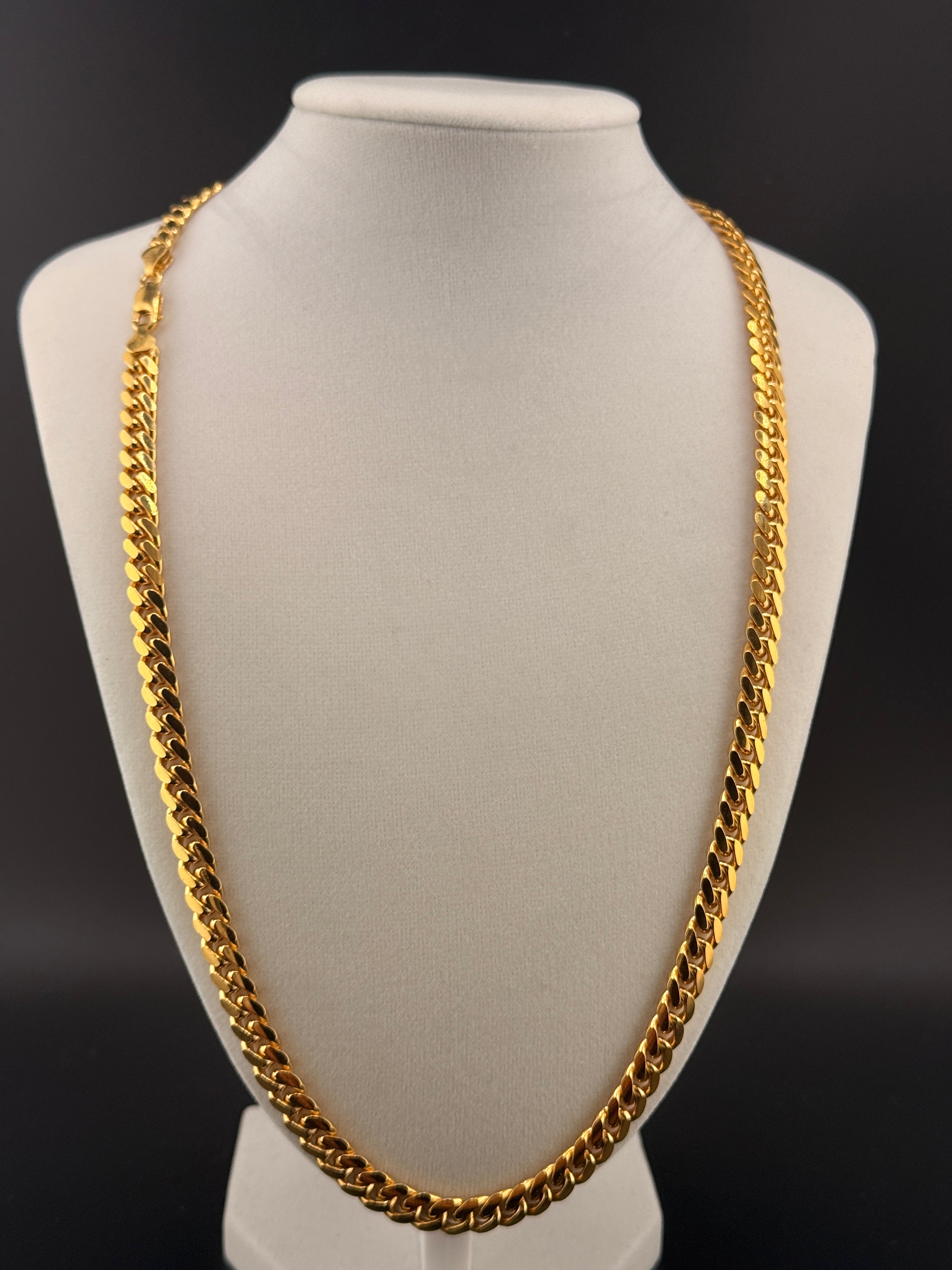 14 Kt Gold Bonded over Solid 925 Sterling silver Cuban Link Chain Necklace
