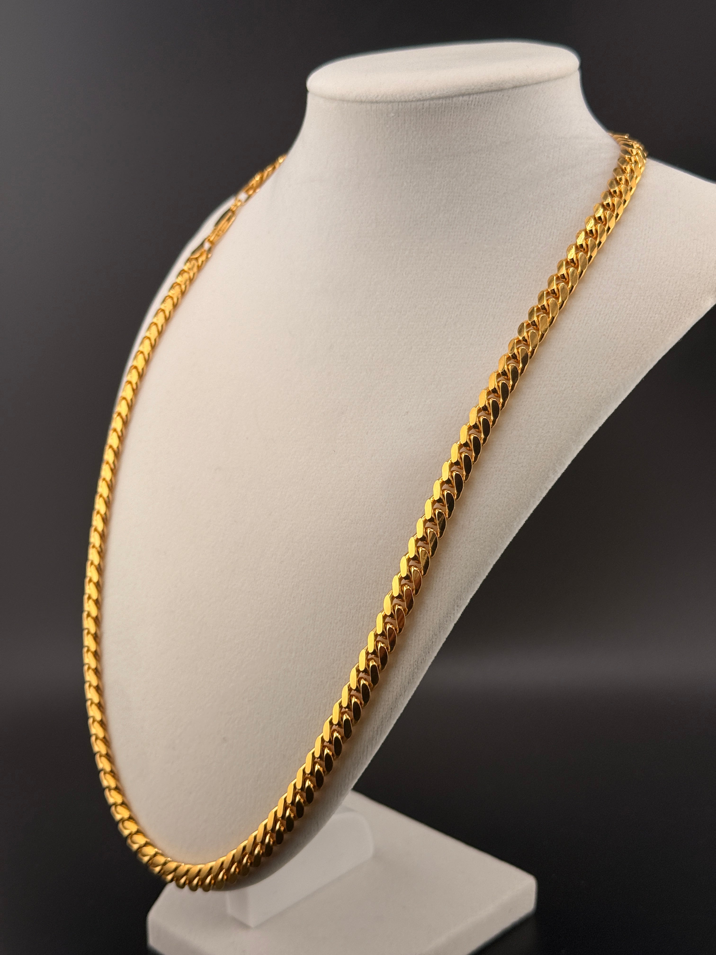 14 Kt Gold Bonded over Solid 925 Sterling silver Cuban Link Chain Necklace
