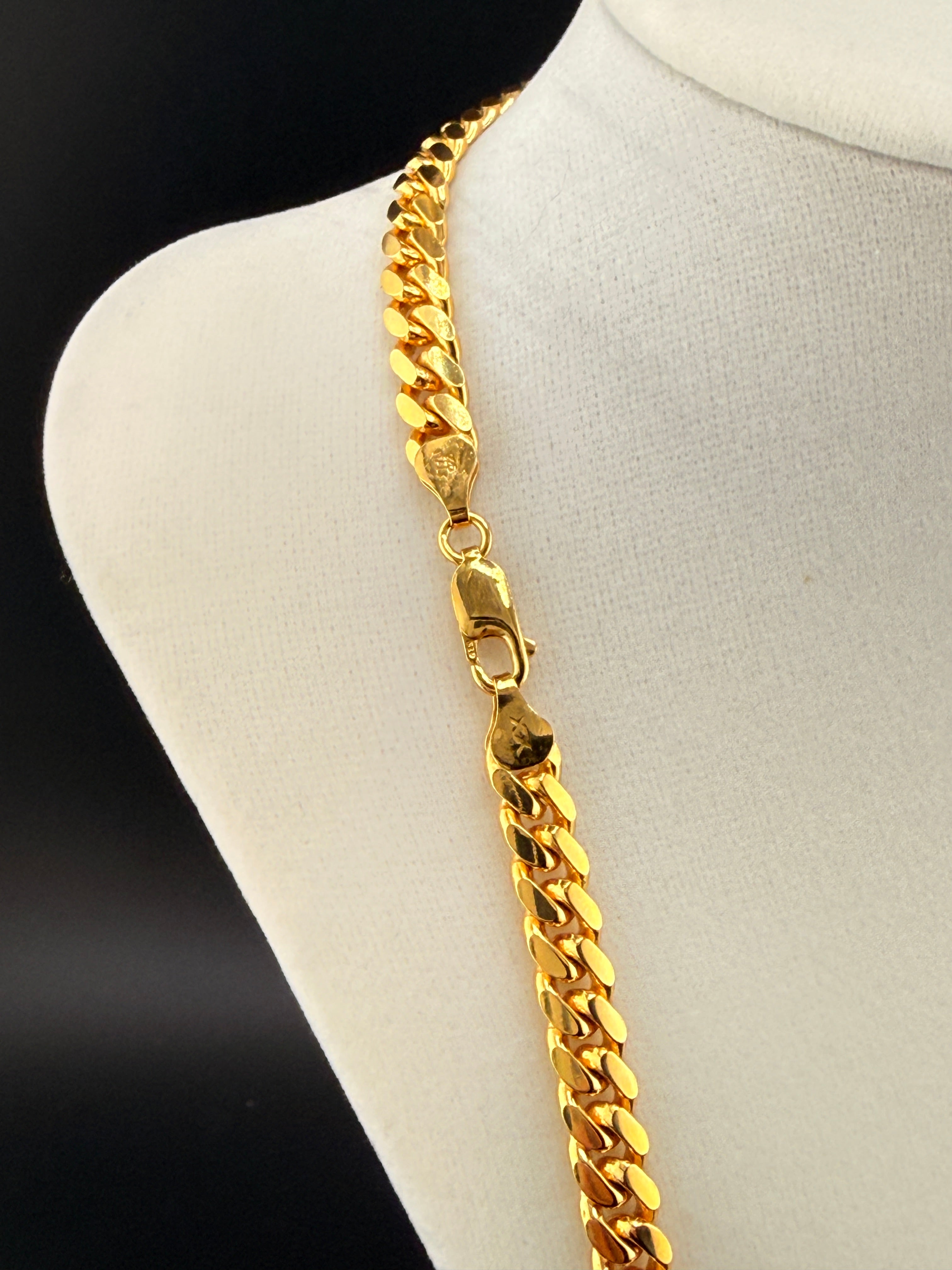 14 Kt Gold Bonded over Solid 925 Sterling silver Cuban Link Chain Necklace