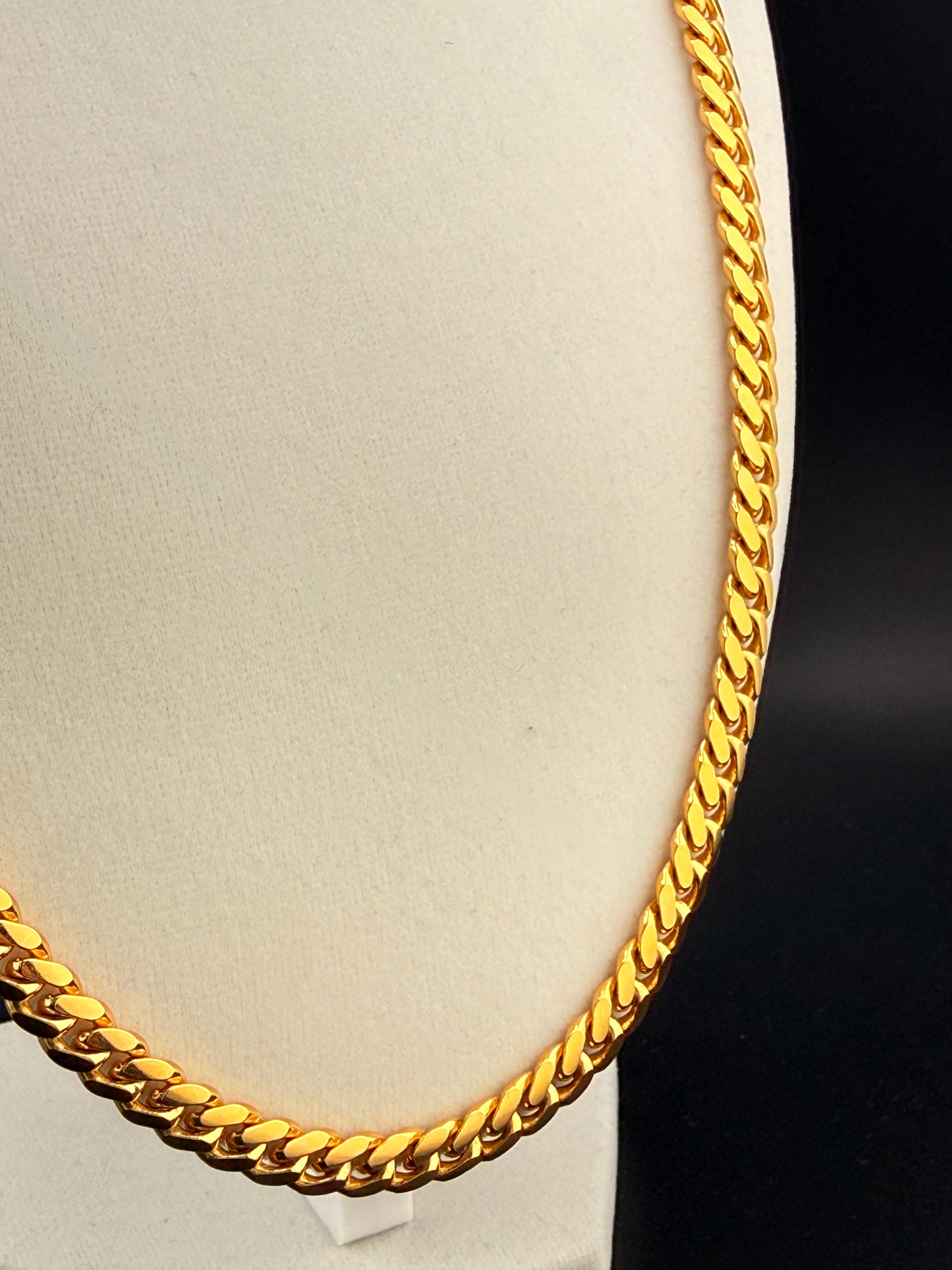 14 Kt Gold Bonded over Solid 925 Sterling silver Cuban Link Chain Necklace