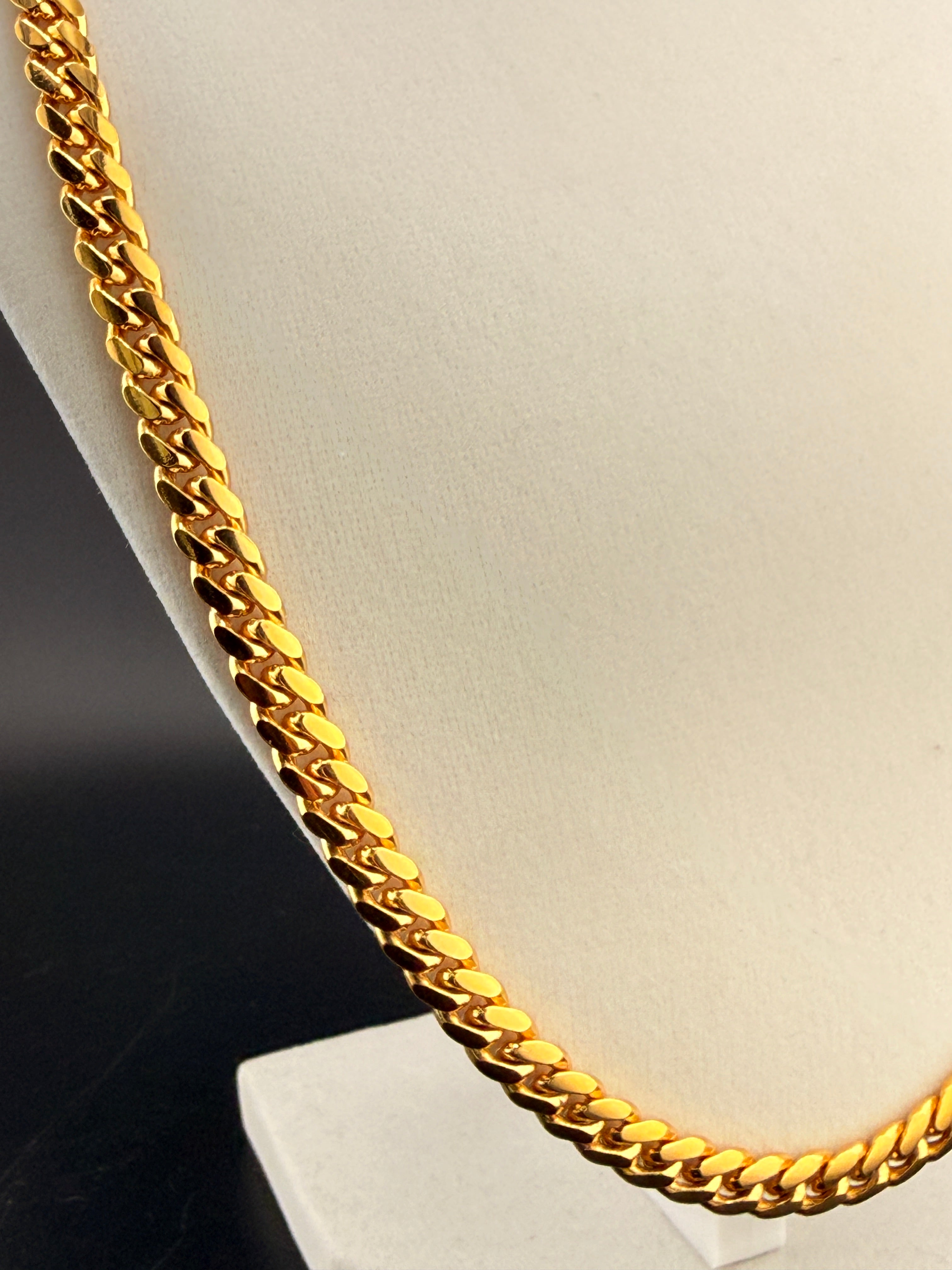 14 Kt Gold Bonded over Solid 925 Sterling silver Cuban Link Chain Necklace