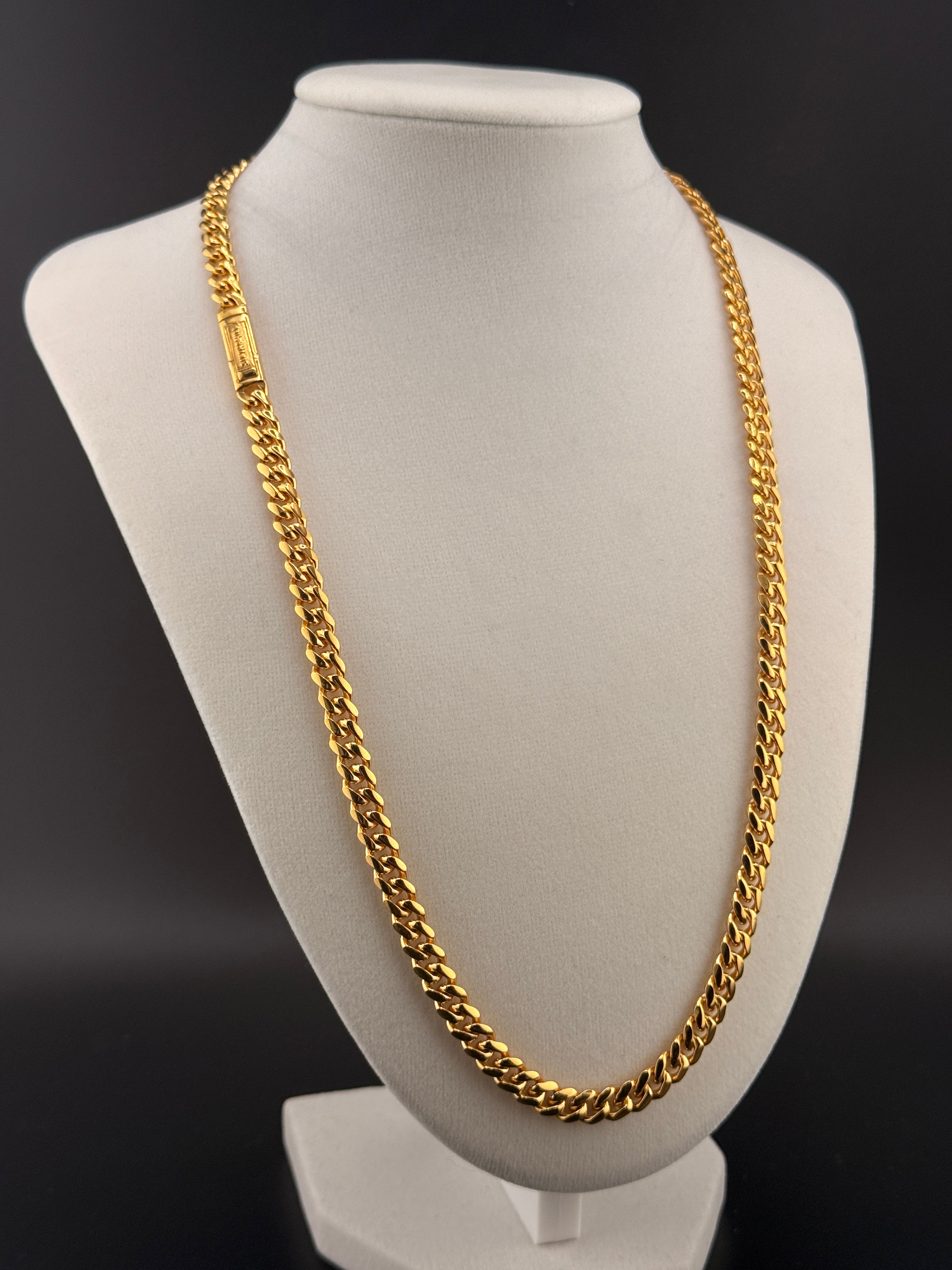 14Kt Gold Bonded over Sterling 925 Silver Solid Cuban Link Chain Necklace