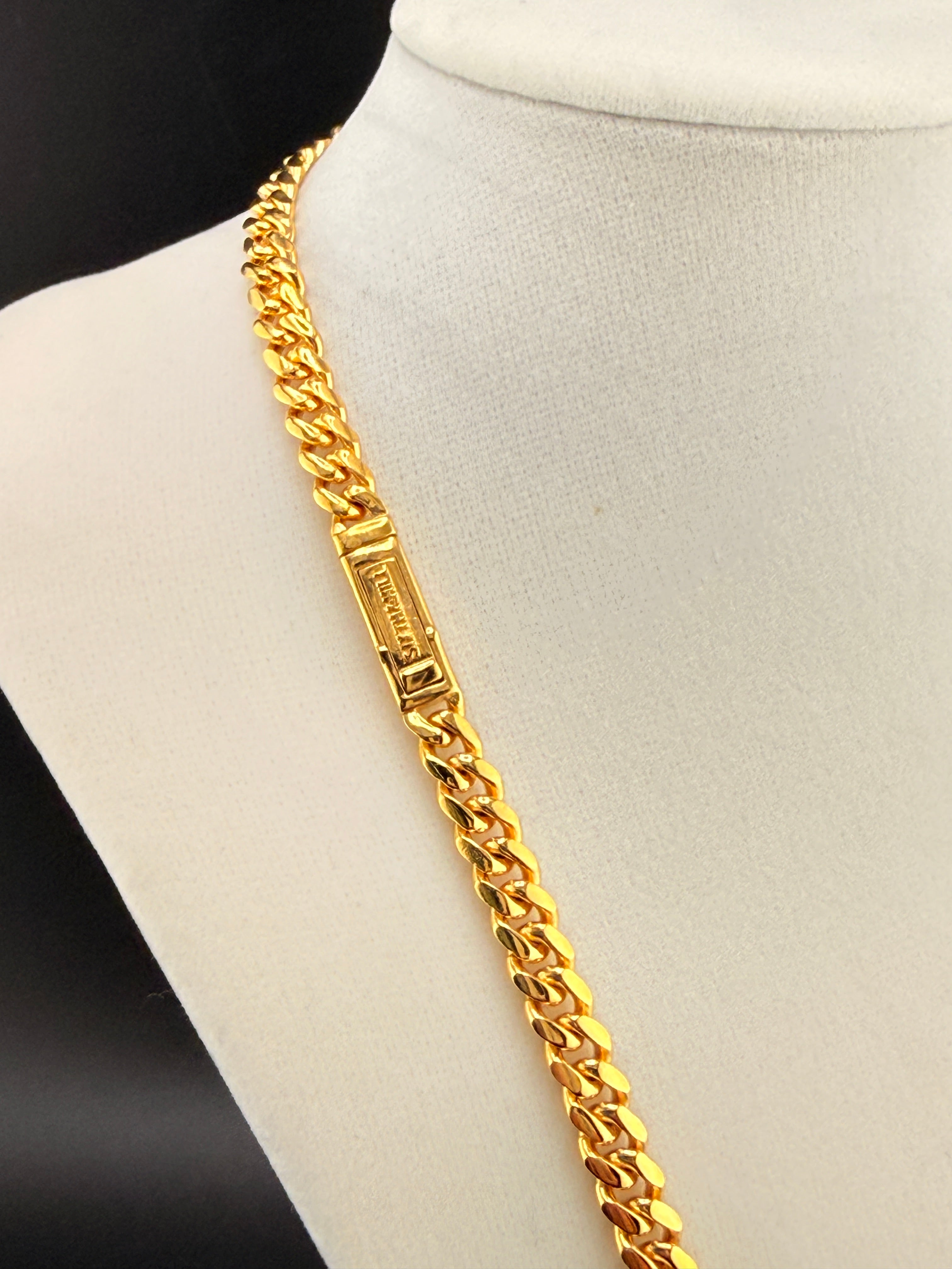 14Kt Gold Bonded over Sterling 925 Silver Solid Cuban Link Chain Necklace