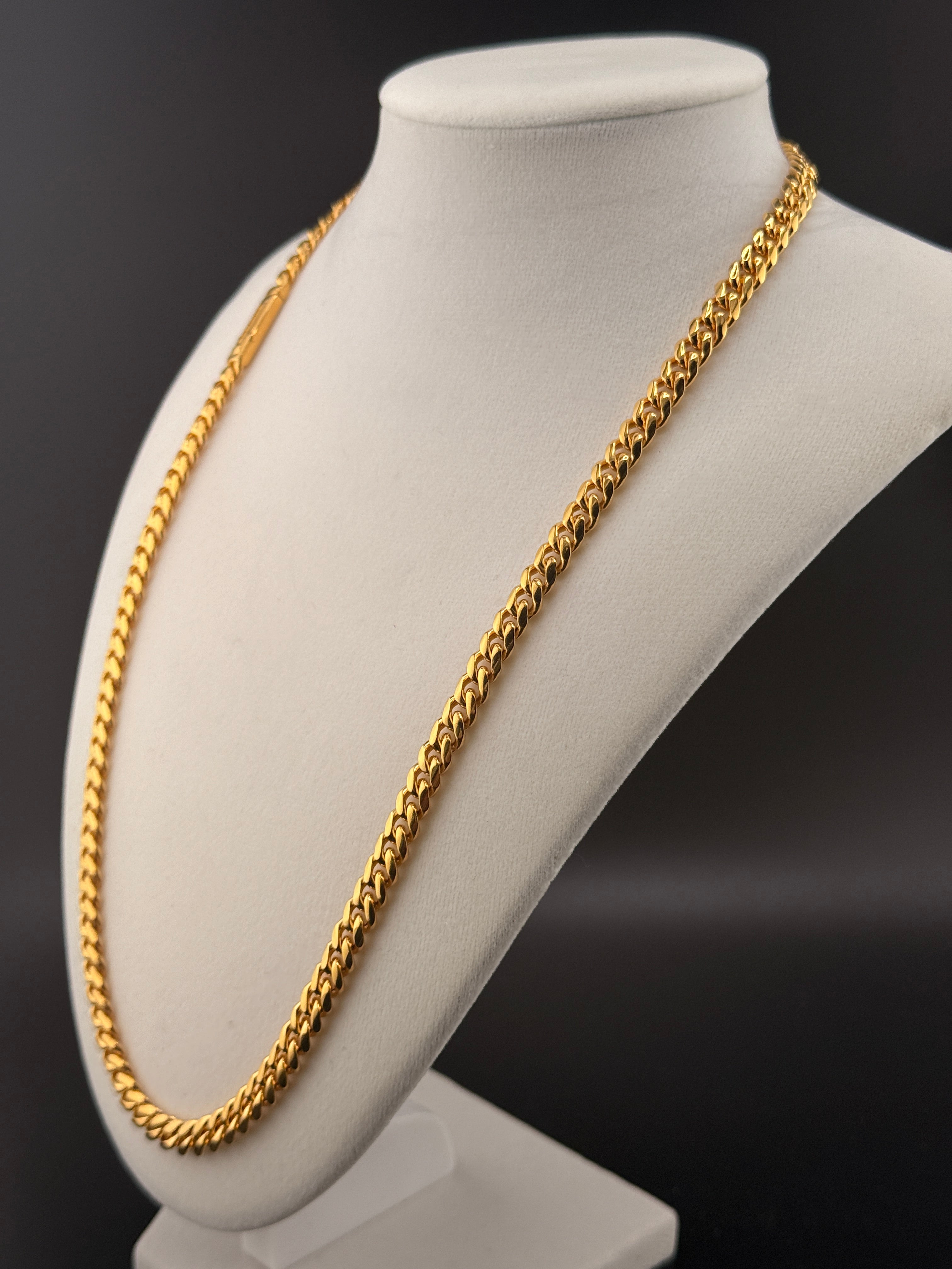 14Kt Gold Bonded over Sterling 925 Silver Solid Cuban Link Chain Necklace