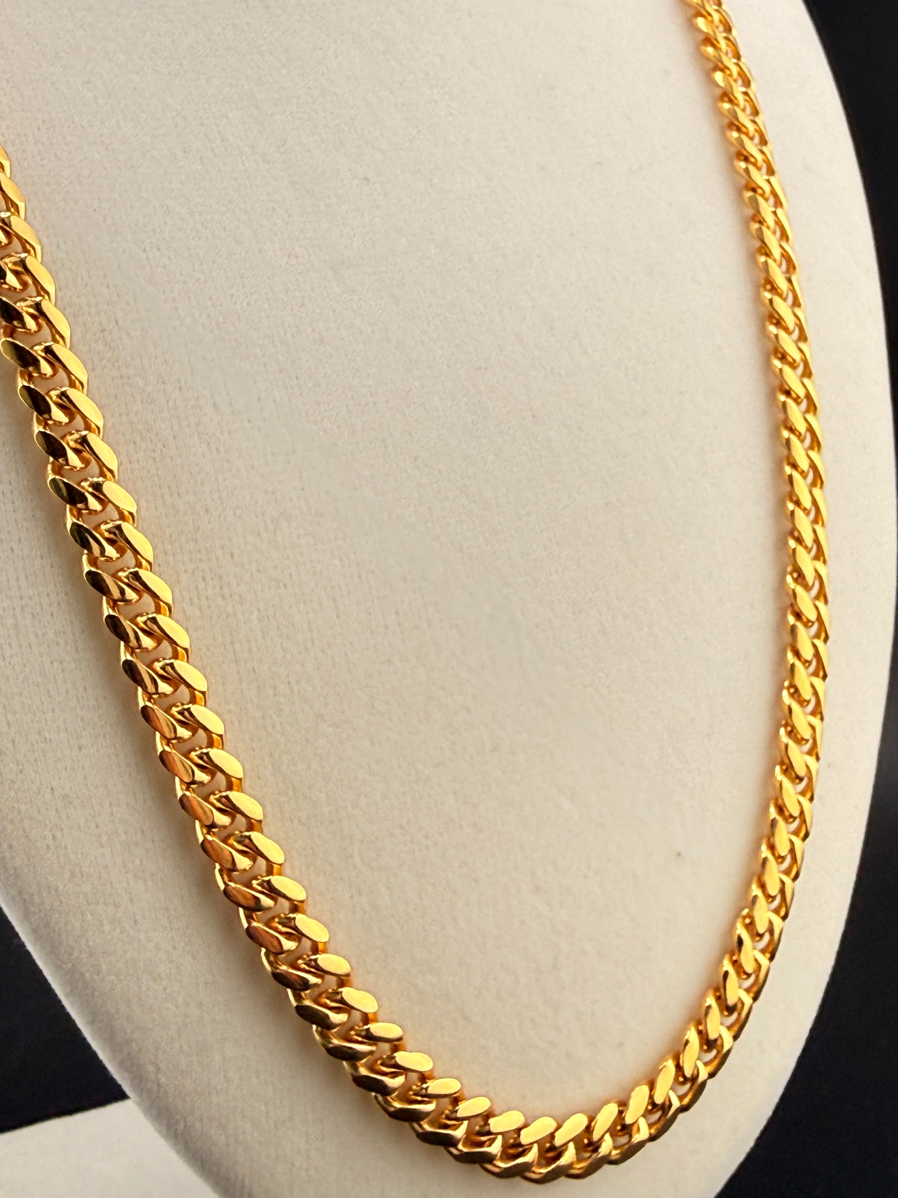 14Kt Gold Bonded over Sterling 925 Silver Solid Cuban Link Chain Necklace