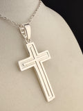 .925 Sterling Silver Cross Pendant – 2.6" Religious Cross Necklace Pendant
