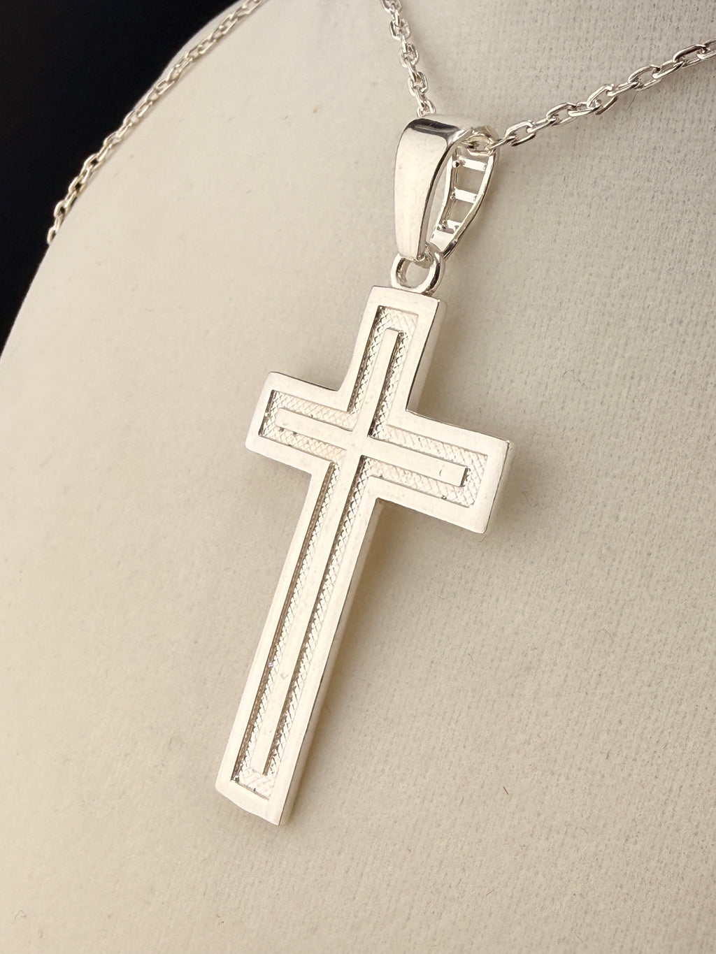 .925 Sterling Silver Cross Pendant – 2.6" Religious Cross Necklace Pendant