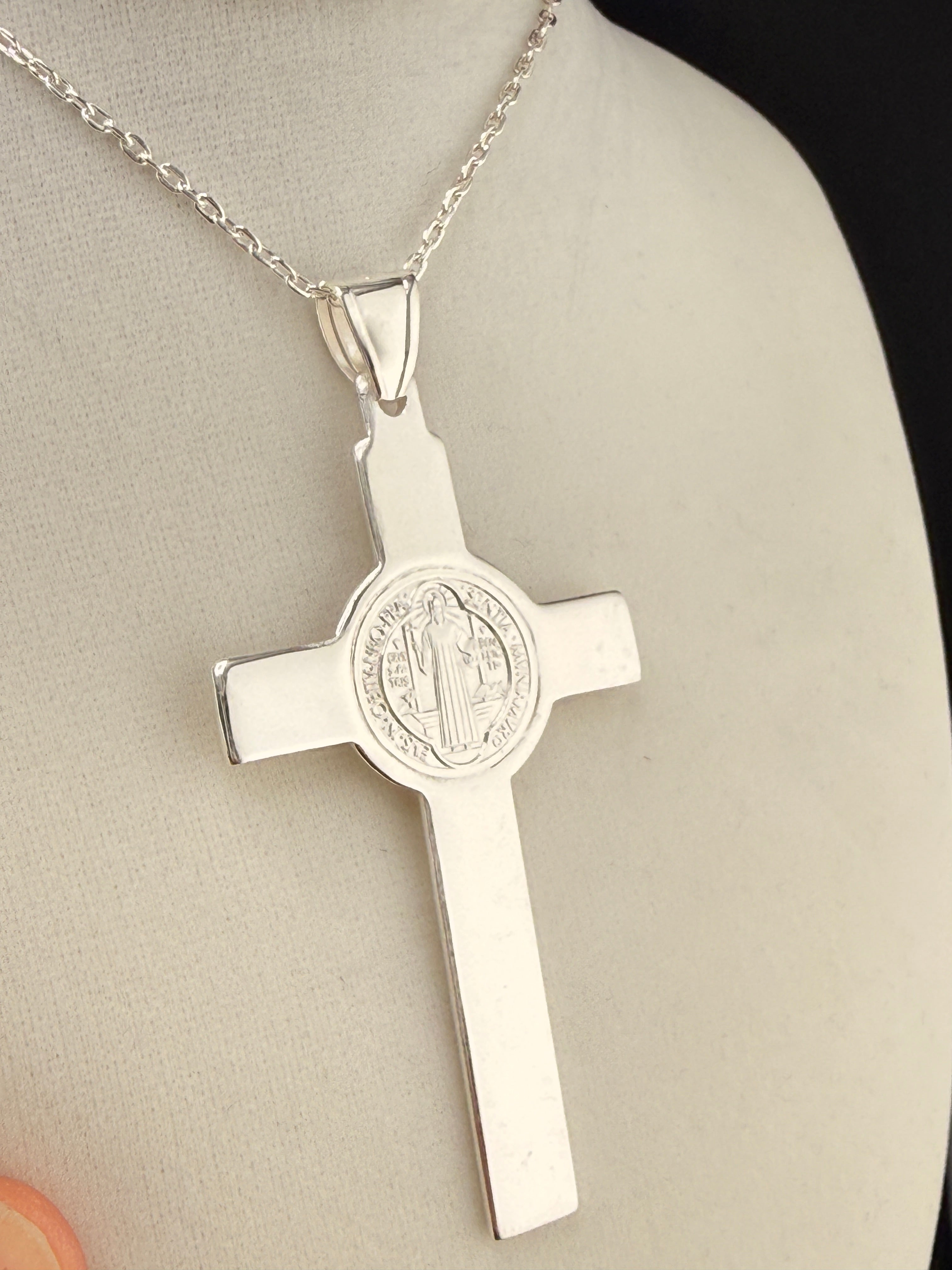 .925 Sterling Silver Cross Pendant – 3.5 Inch