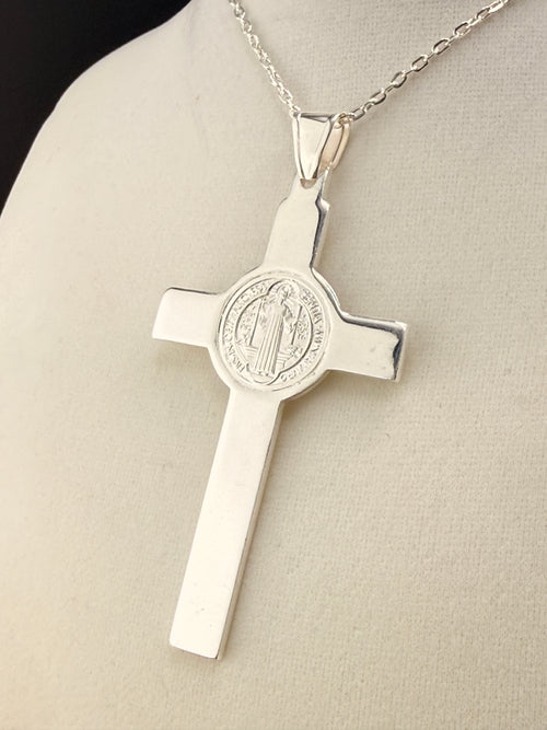 .925 Sterling Silver Cross Pendant – 3.5 Inch