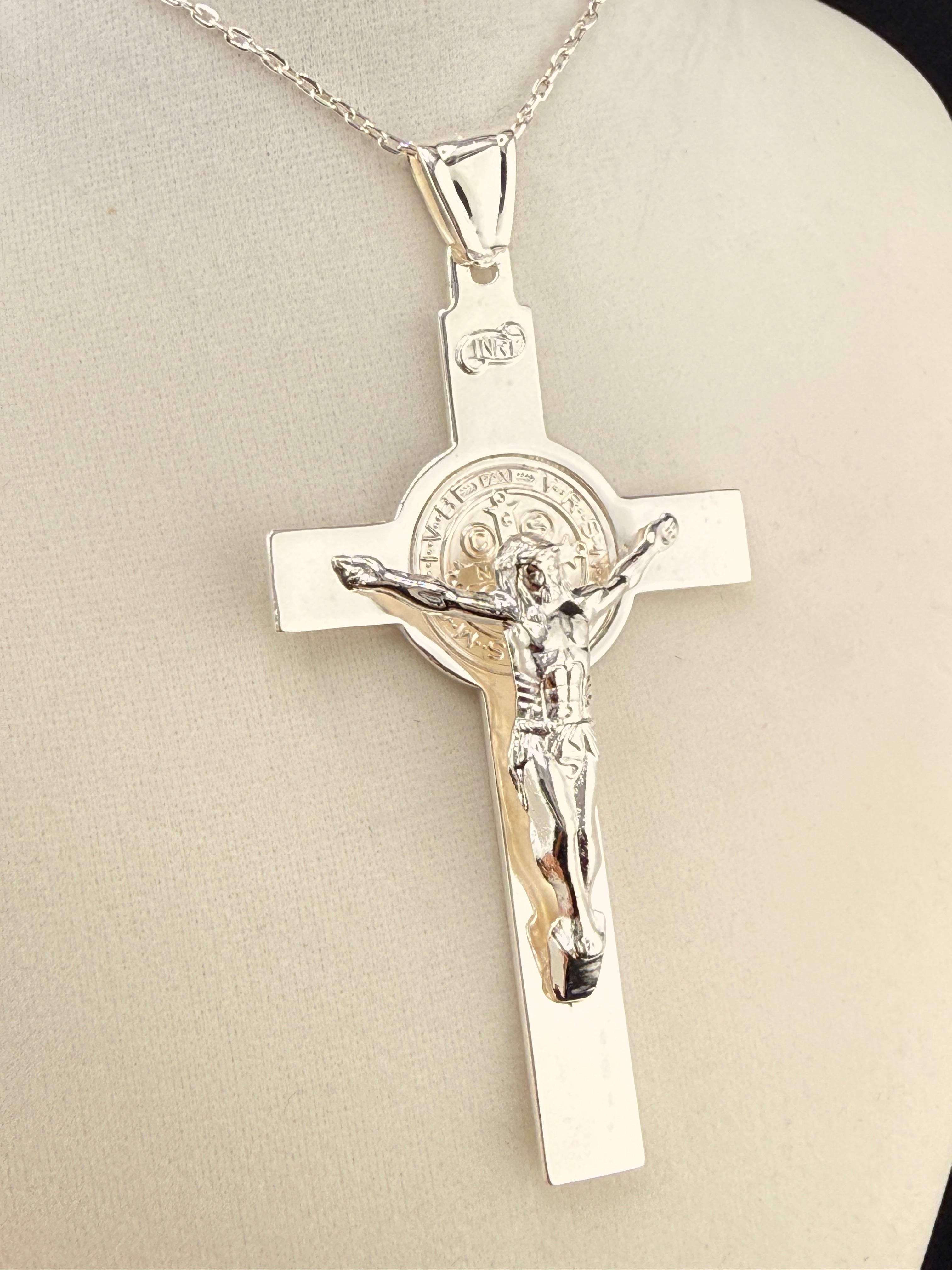 .925 Sterling Silver Jesus on the Cross Pendant – 4.5 Inch