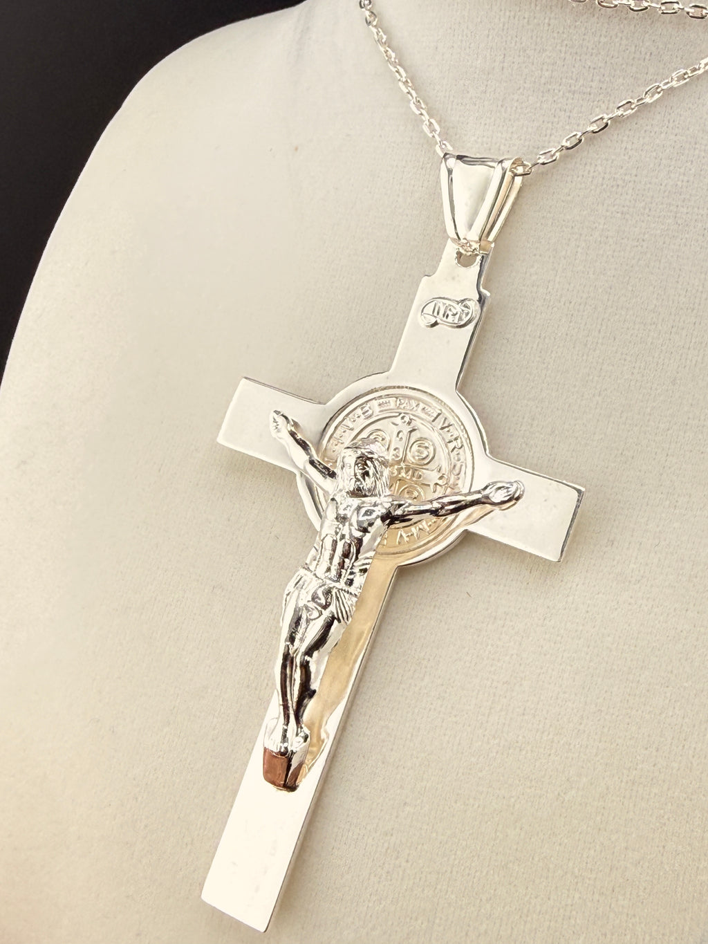 .925 Sterling Silver Jesus on the Cross Pendant – 4.5 Inch
