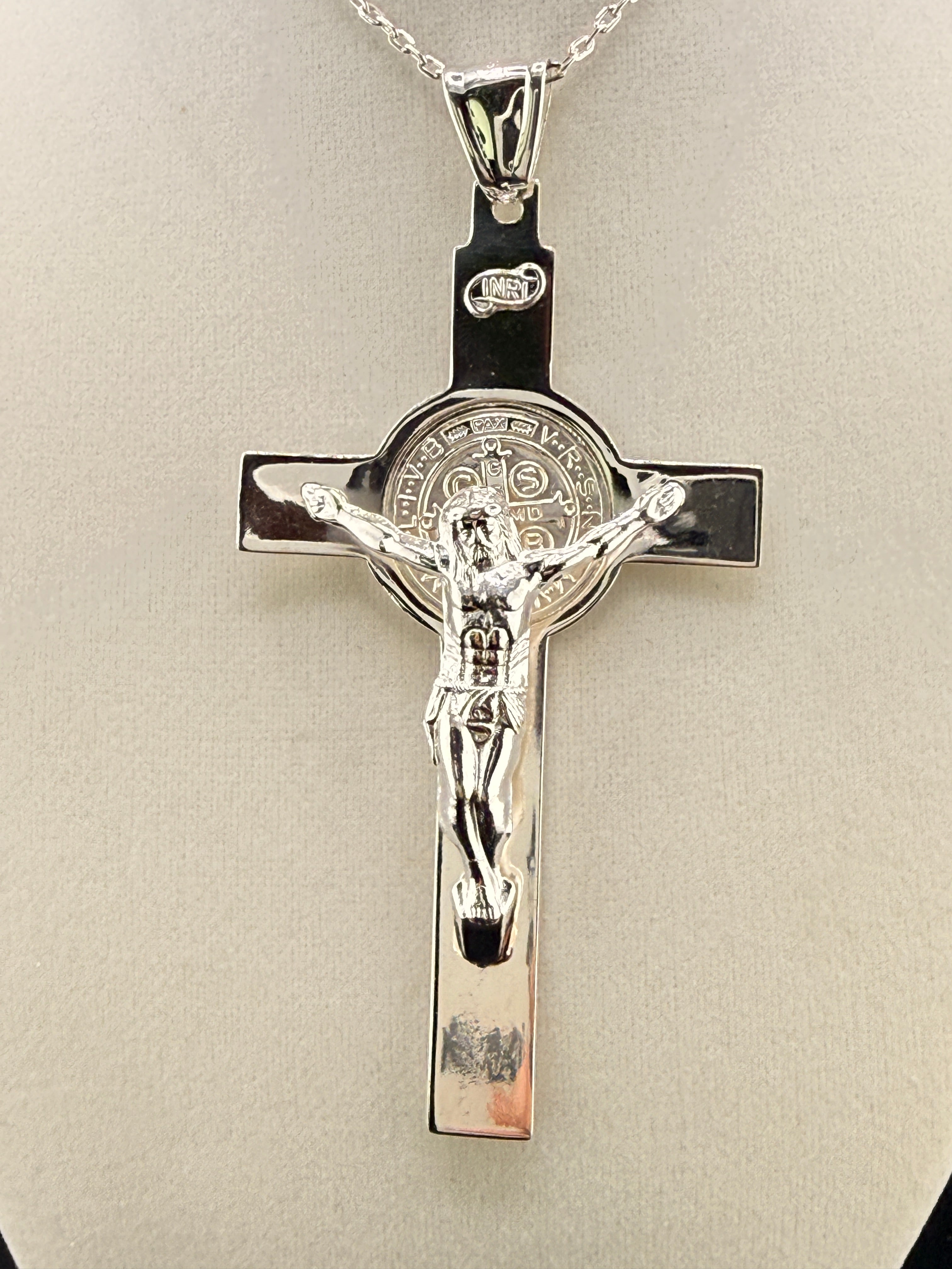 .925 Sterling Silver Jesus on the Cross Pendant – 4.5 Inch