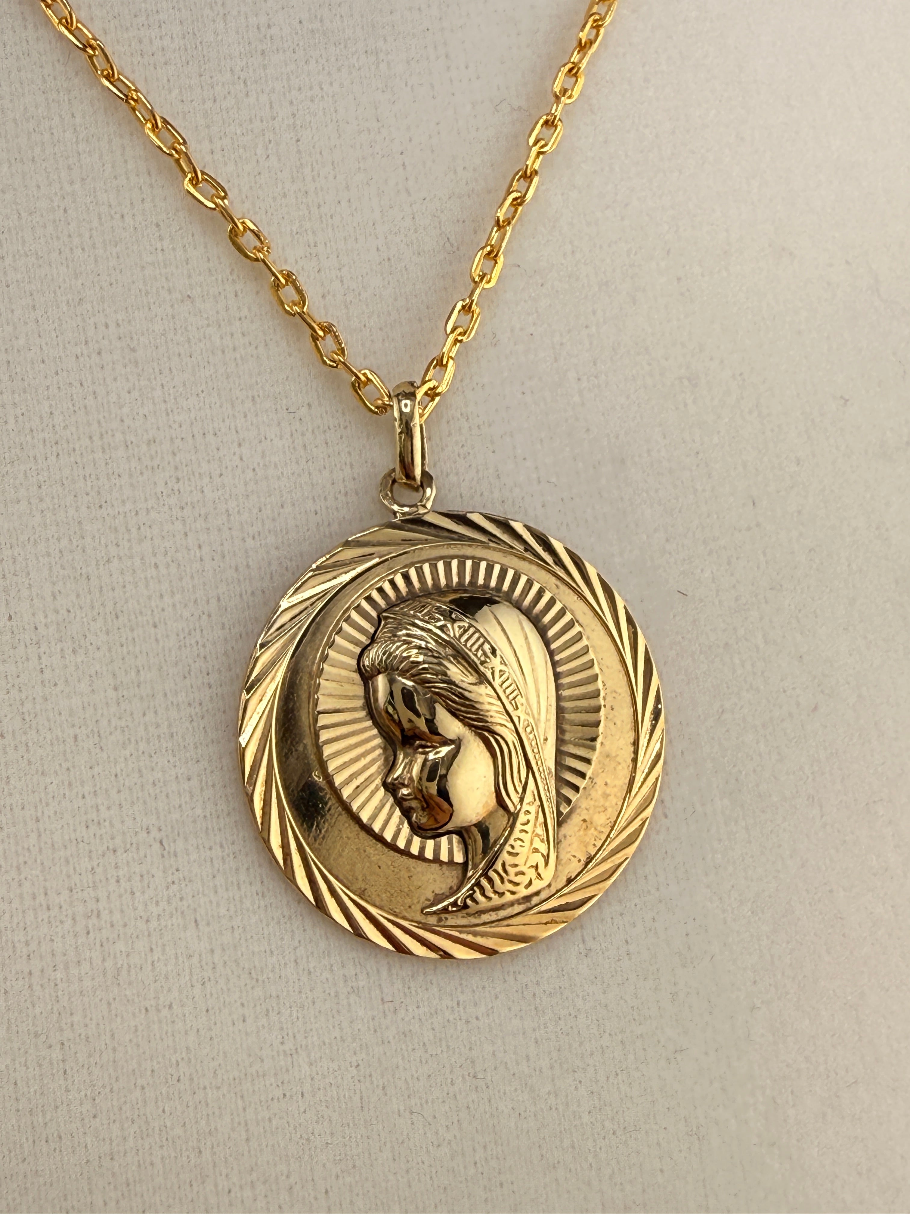 14K Gold Bonded Virgin Mary Pendant – .925 Sterling Silver, 1.5 Inch