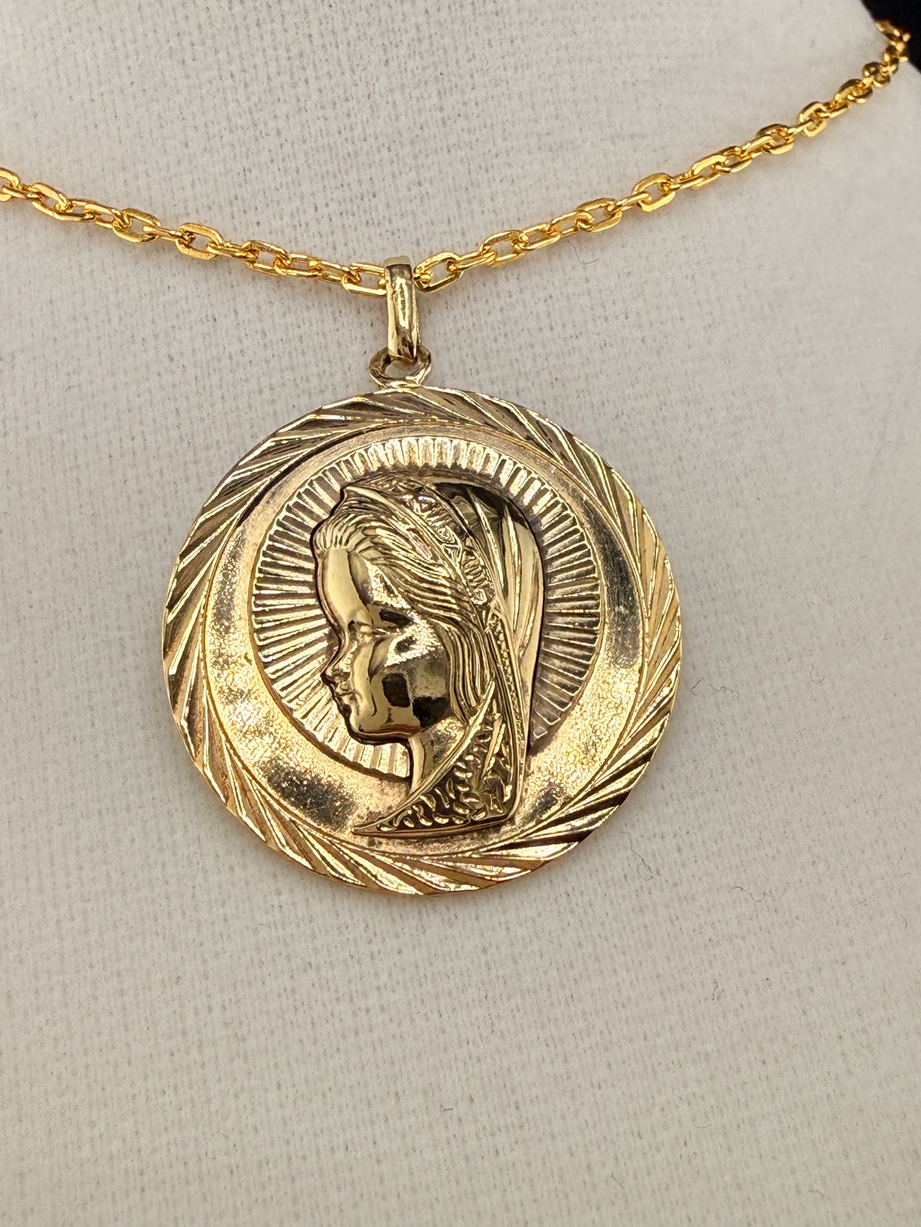 14K Gold Bonded Virgin Mary Pendant – .925 Sterling Silver, 1.5 Inch