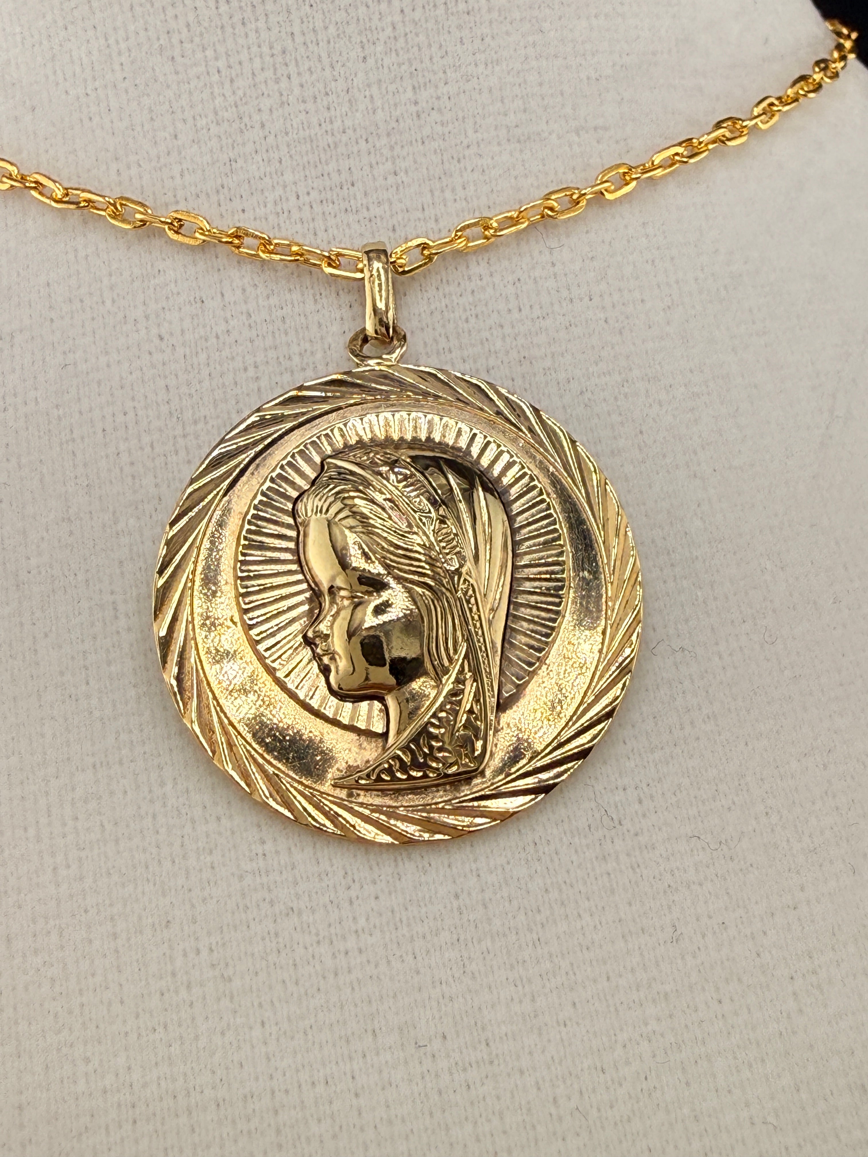 14K Gold Bonded Virgin Mary Pendant – .925 Sterling Silver, 1.5 Inch