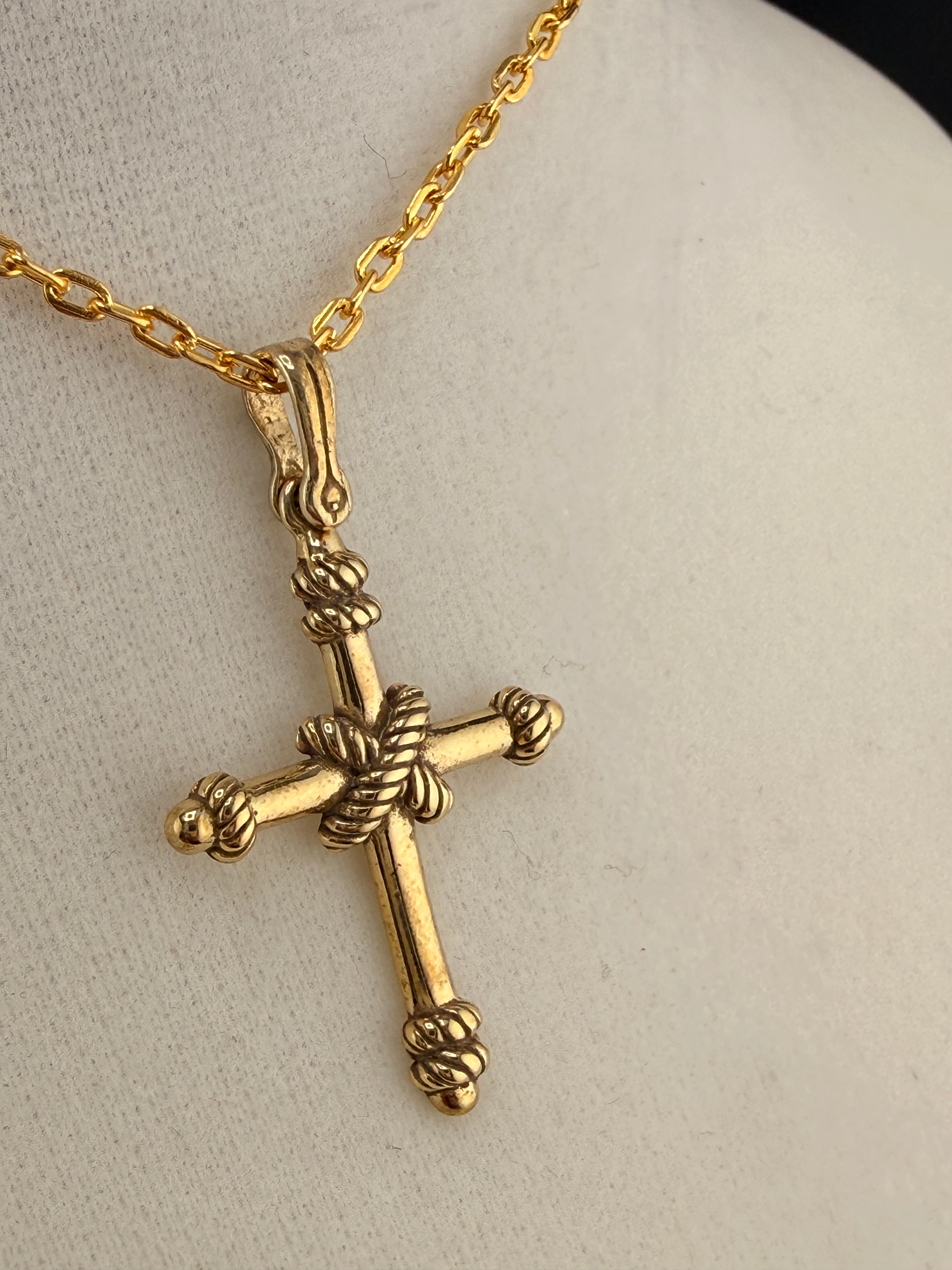 14K Gold Bonded Cross Pendant – .925 Sterling Silver, 1.5 Inch