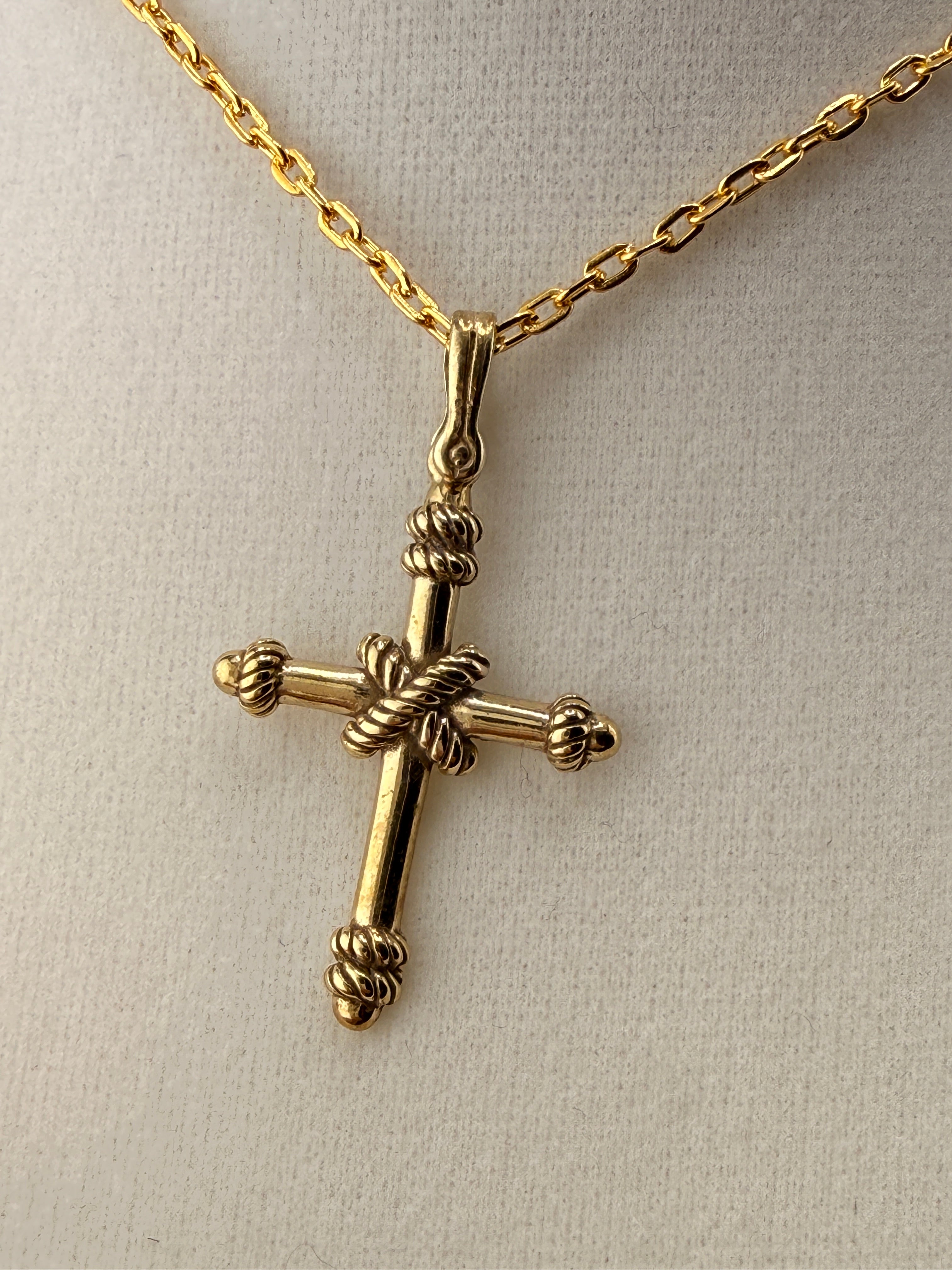14K Gold Bonded Cross Pendant – .925 Sterling Silver, 1.5 Inch