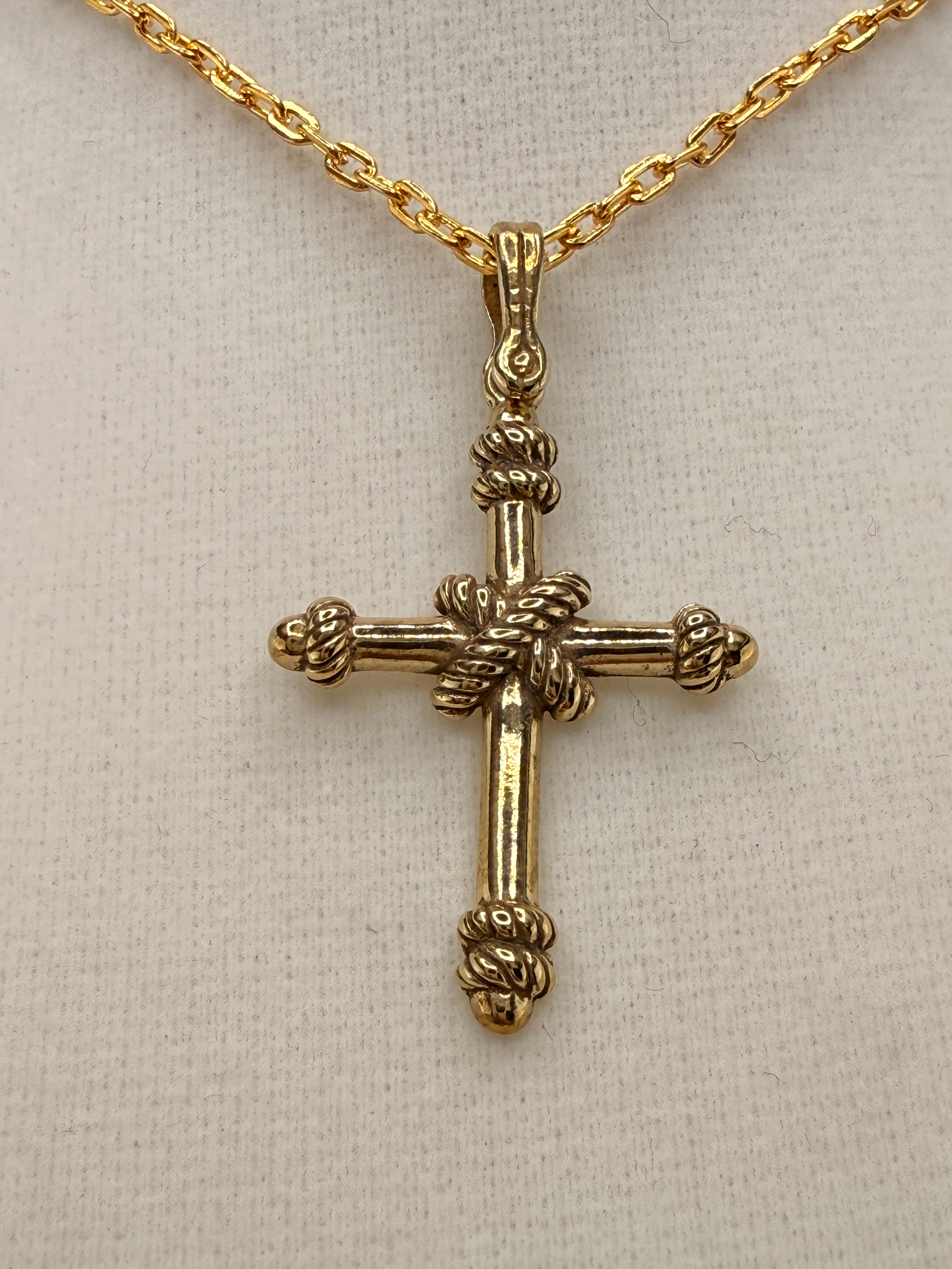 14K Gold Bonded Cross Pendant – .925 Sterling Silver, 1.5 Inch