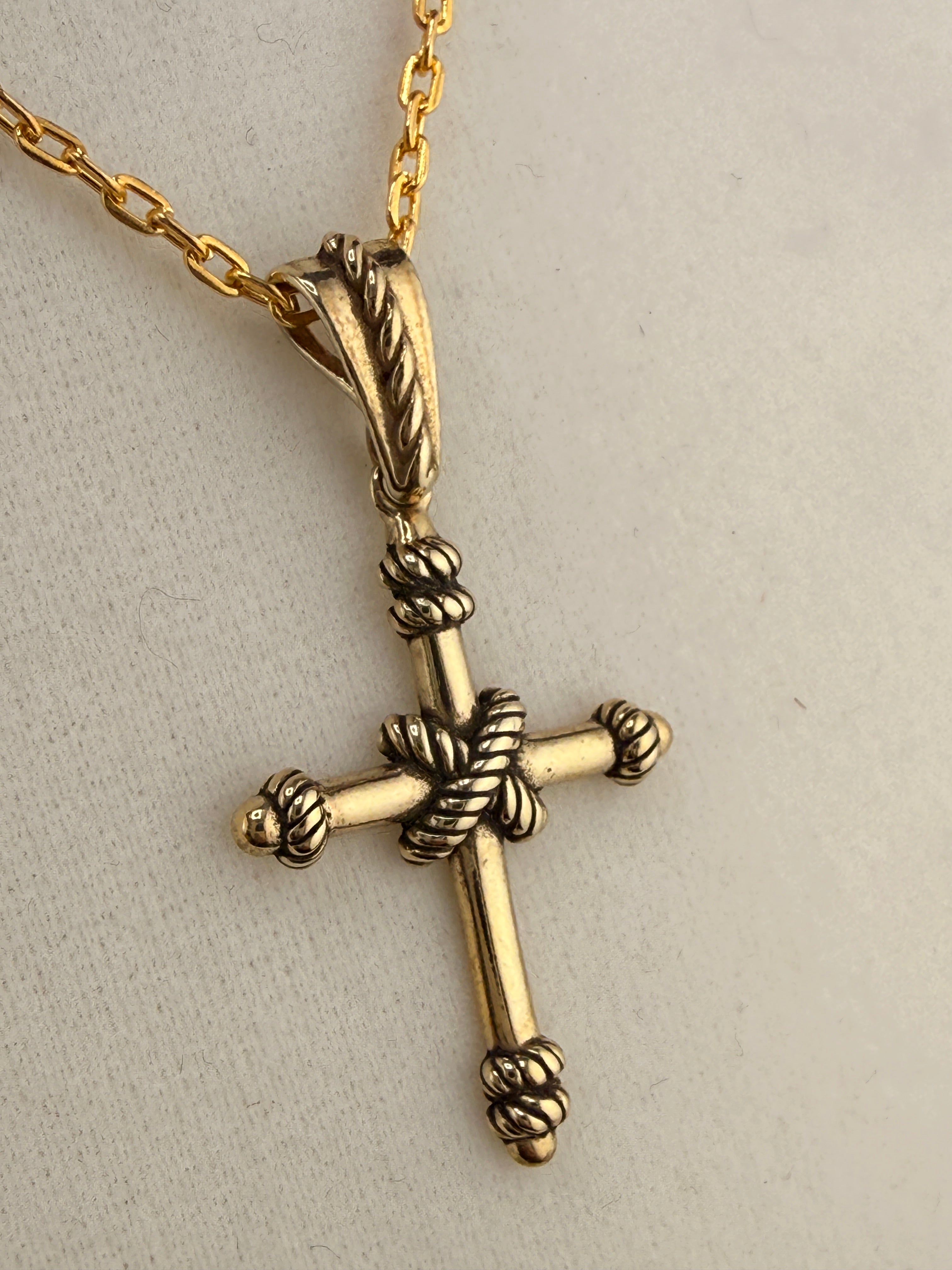 14K Gold Bonded Cross Pendant – .925 Sterling Silver, 1.5 Inch