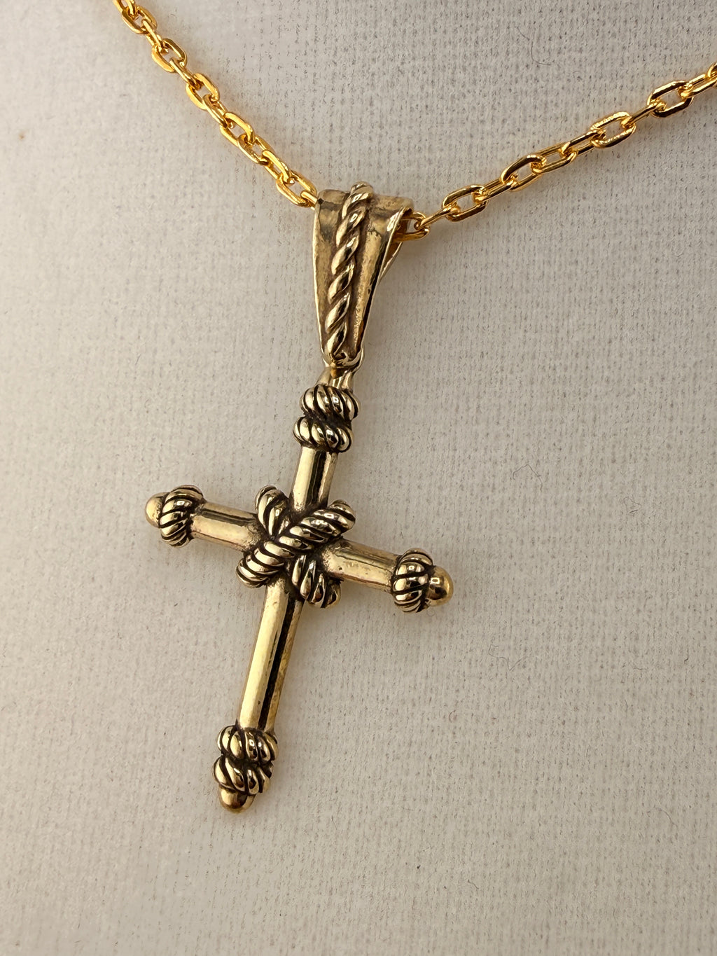 14K Gold Bonded Cross Pendant – .925 Sterling Silver, 1.5 Inch