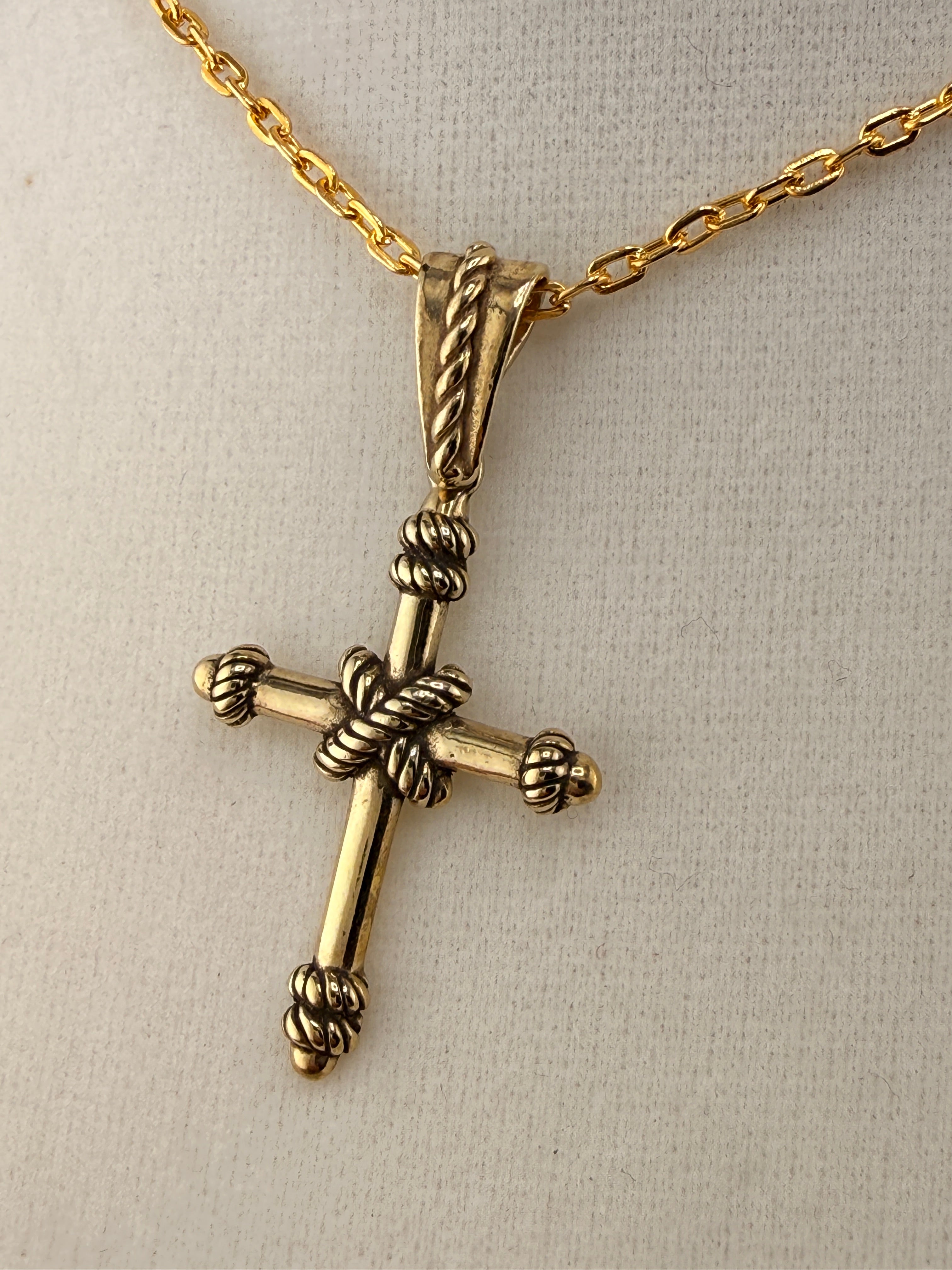 14K Gold Bonded Cross Pendant – .925 Sterling Silver, 1.5 Inch