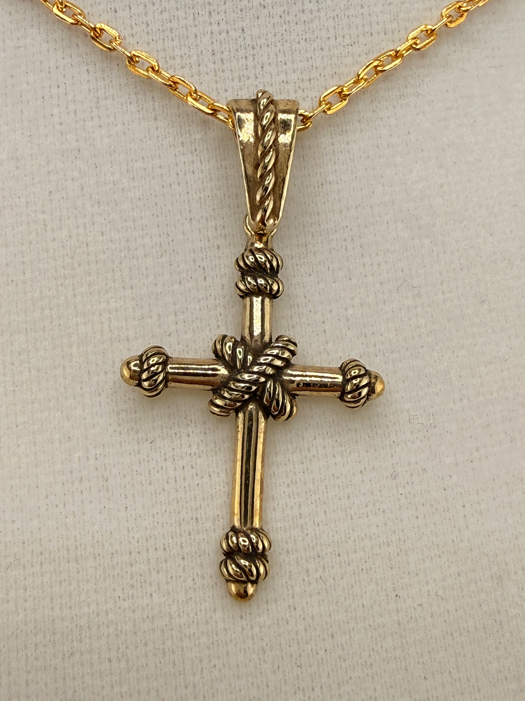 14K Gold Bonded Cross Pendant – .925 Sterling Silver, 1.5 Inch
