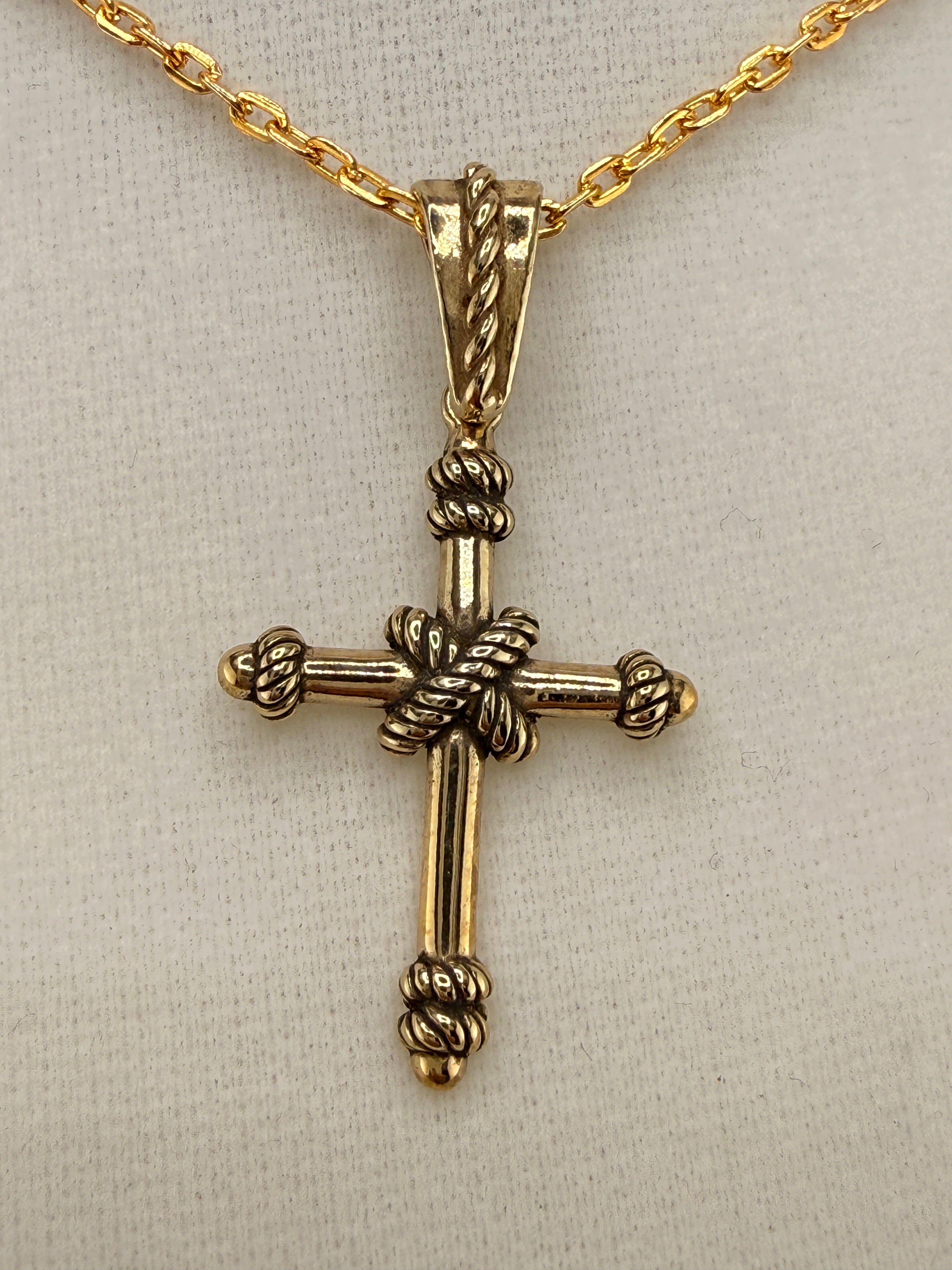14K Gold Bonded Cross Pendant – .925 Sterling Silver, 1.5 Inch