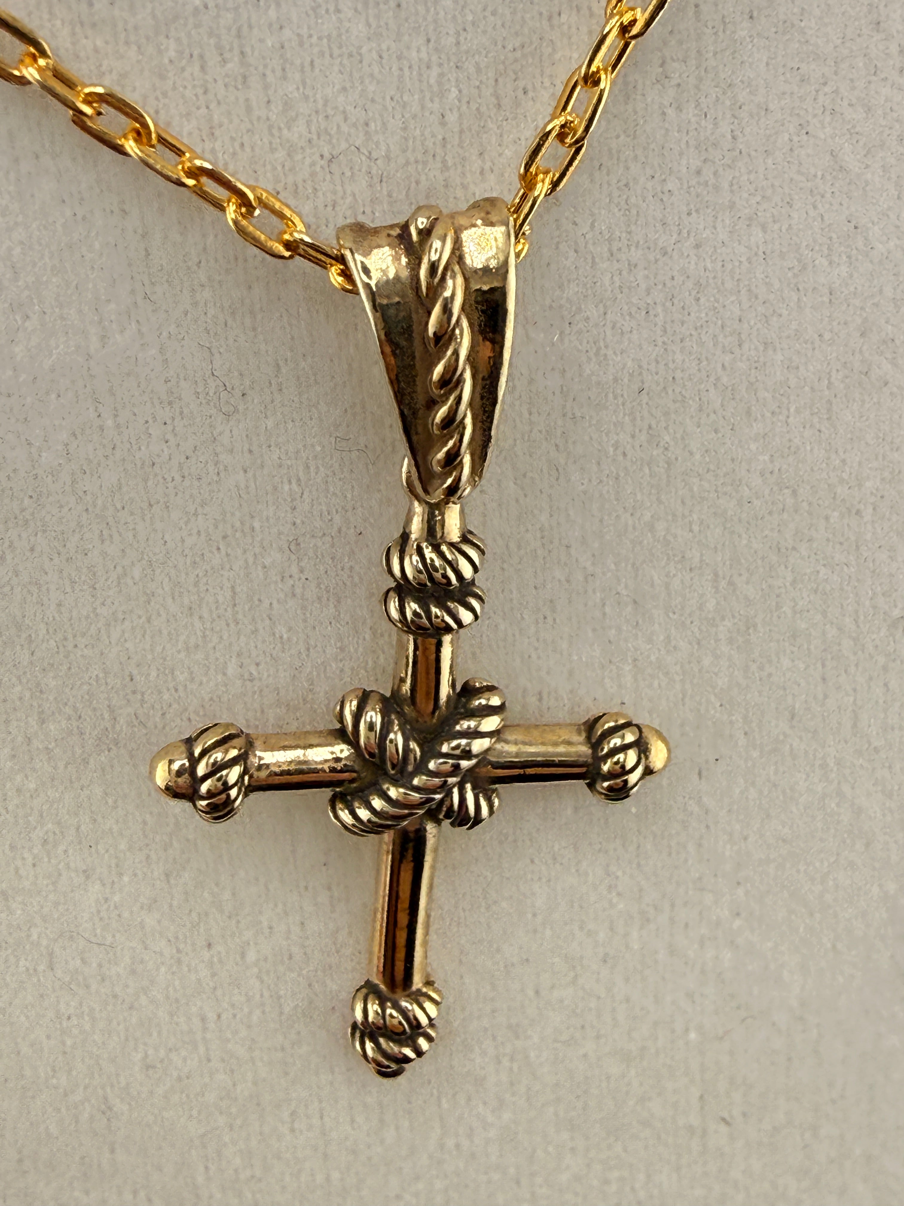 14K Gold Bonded Cross Pendant – .925 Sterling Silver, 1.5 Inch