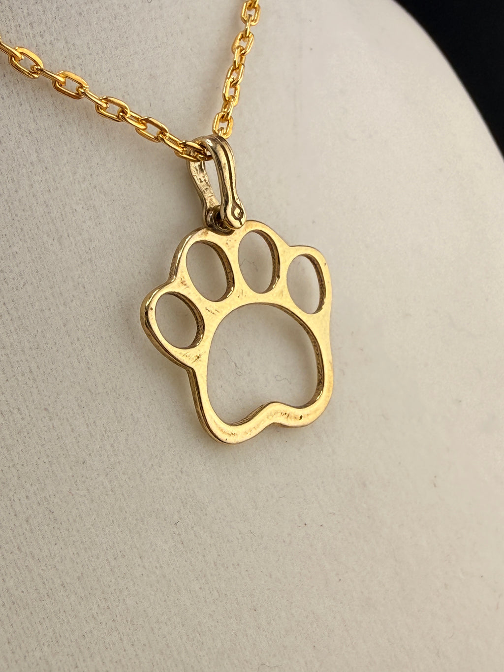 14K Gold Bonded Dog Paw Pendant – .925 Sterling Silver, 1.5 Inch