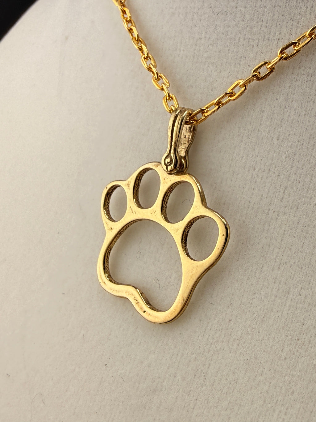 14K Gold Bonded Dog Paw Pendant – .925 Sterling Silver, 1.5 Inch