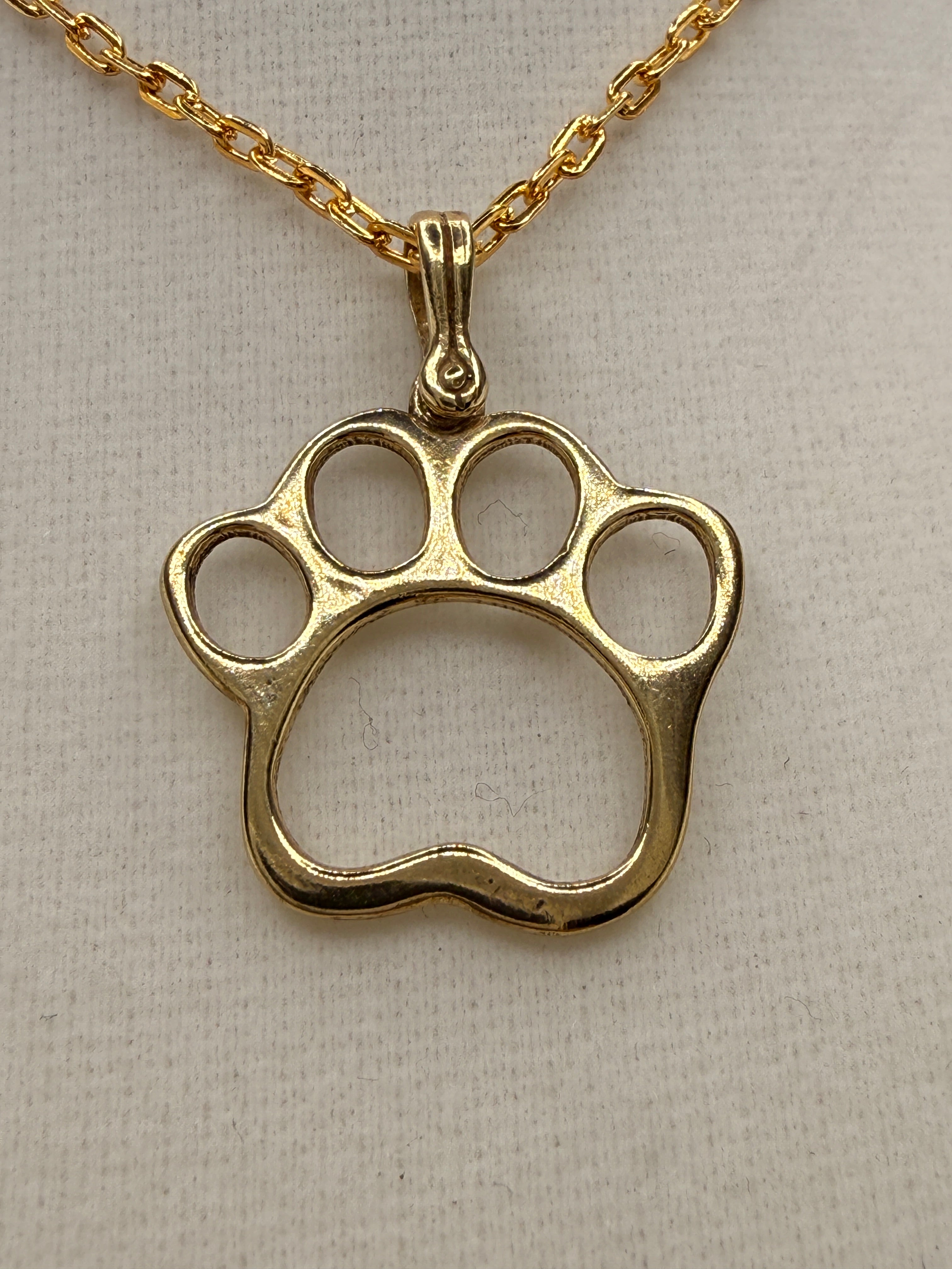 14K Gold Bonded Dog Paw Pendant – .925 Sterling Silver, 1.5 Inch