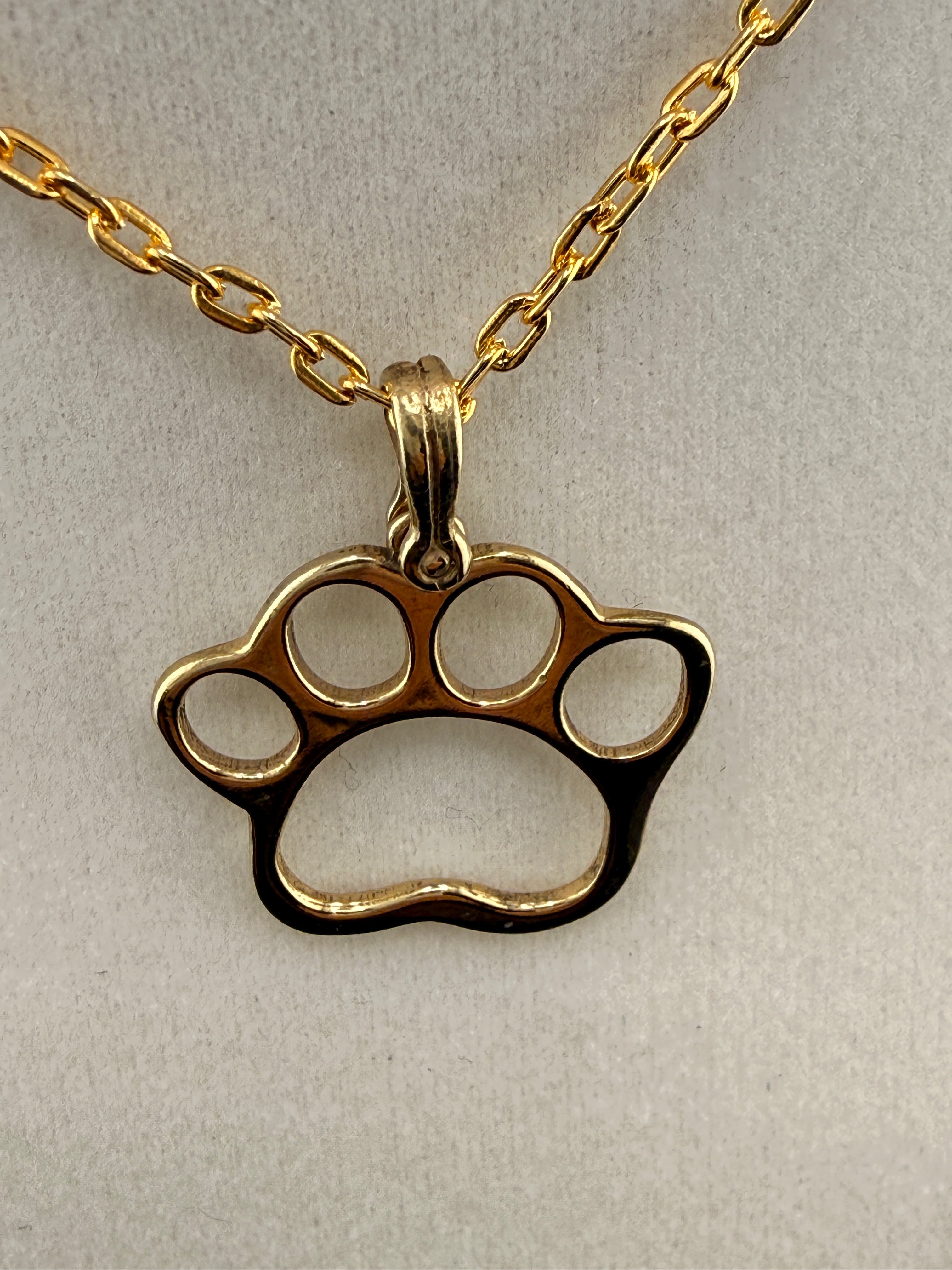 14K Gold Bonded Dog Paw Pendant – .925 Sterling Silver, 1.5 Inch