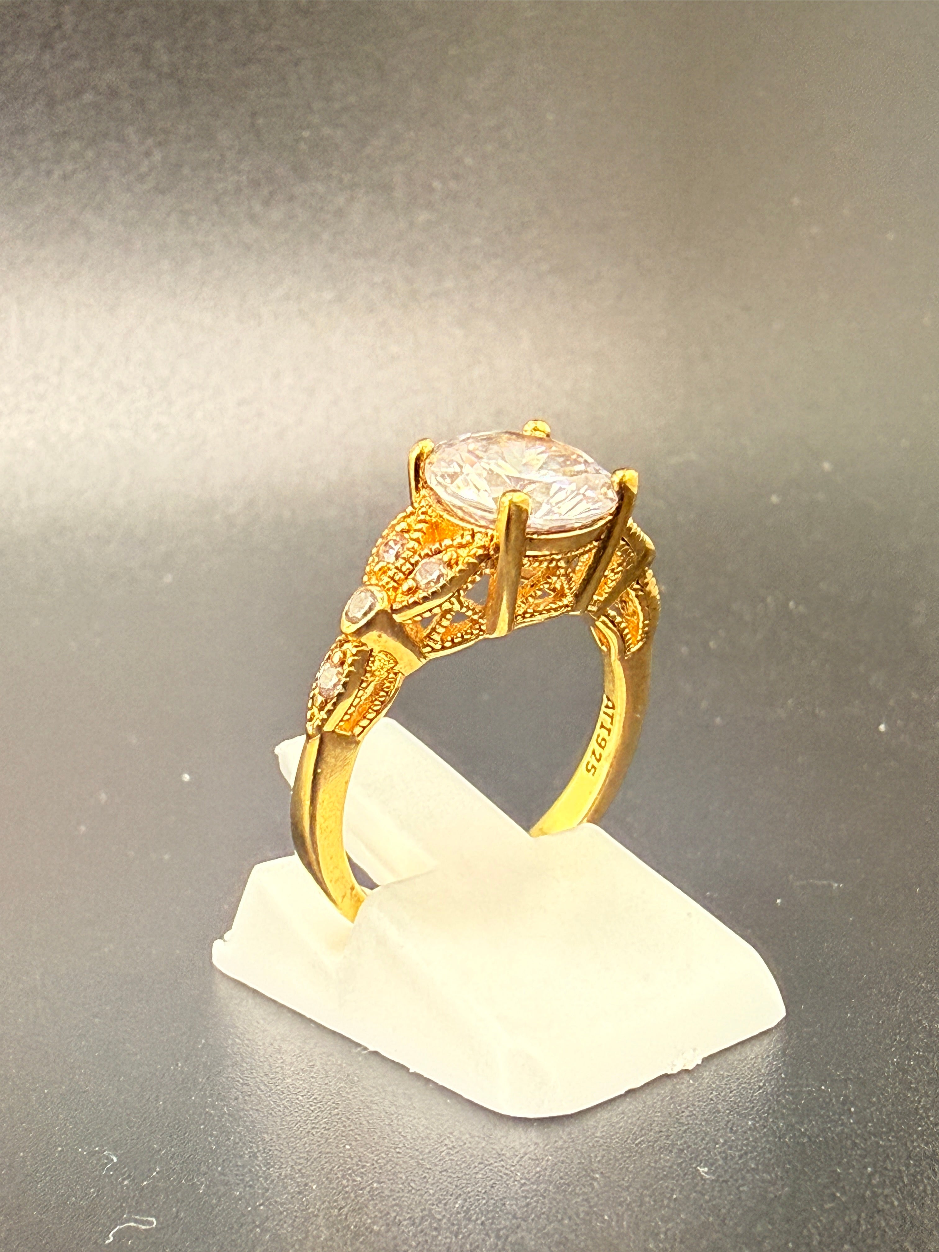 14K Gold Bonded Sterling Silver 2 CT CZ Wedding Ring – Size 5