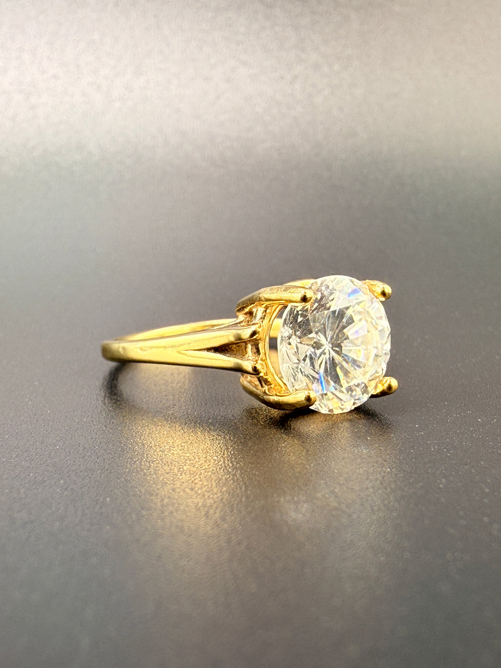 14K Gold Bonded Sterling Silver 2 CT CZ Diamond Solitaire Wedding Ring – Size 7